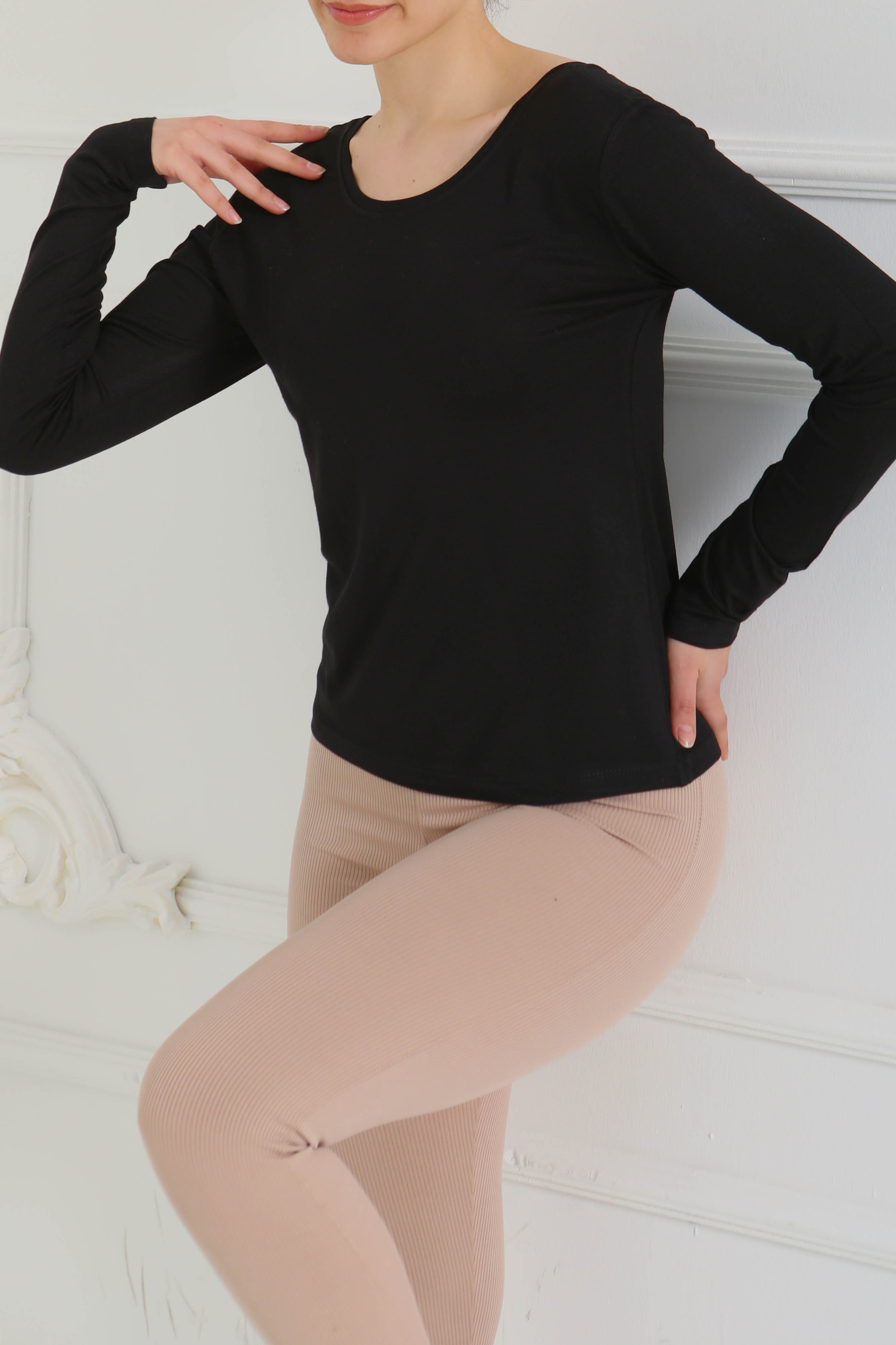 Ön ve Arka Oval Yaka Badi Siyah - 26829 - 1
