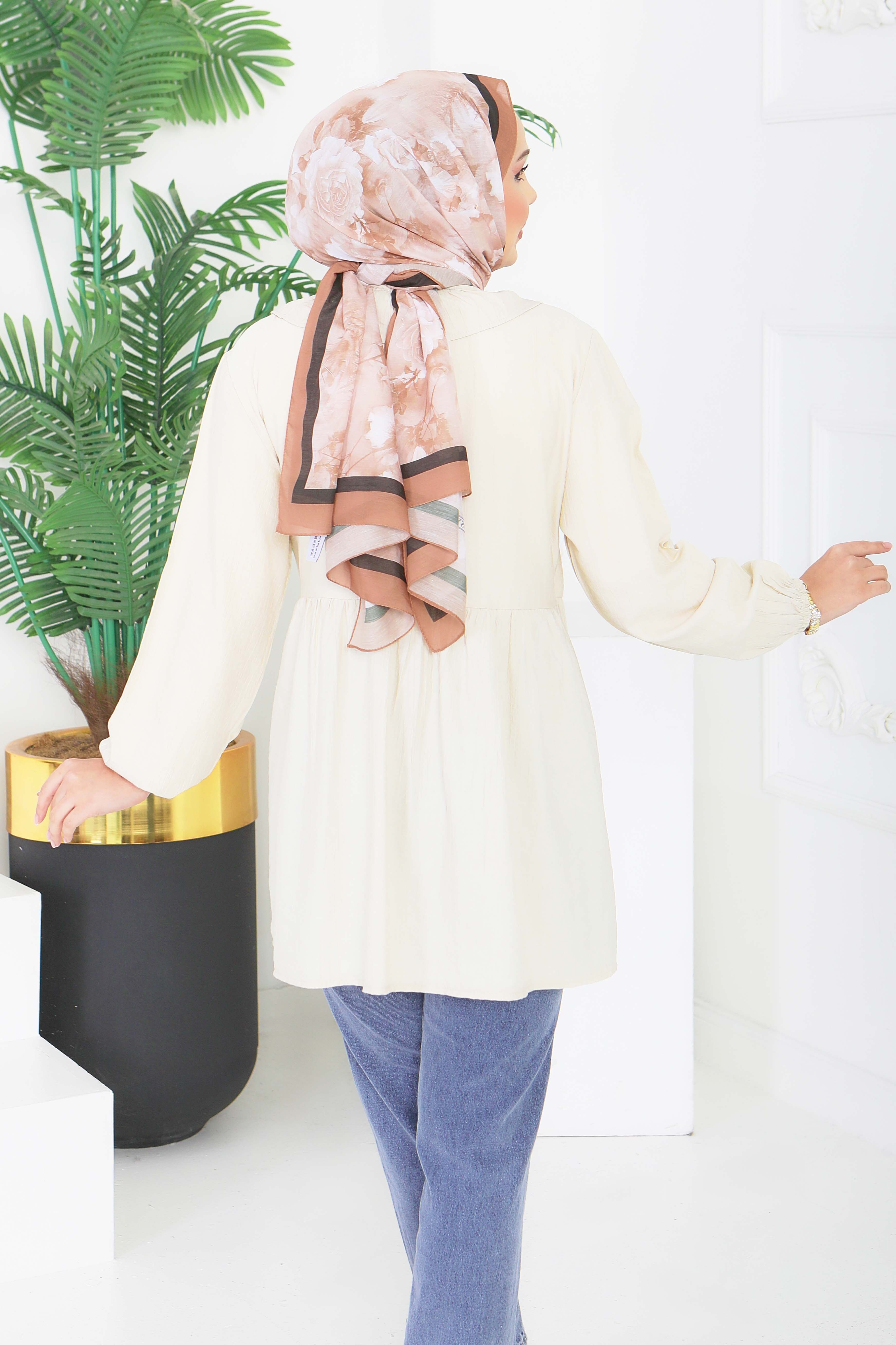 Önden Bağcıklı Fırfırlı Ceket - 28389-KREM - 5