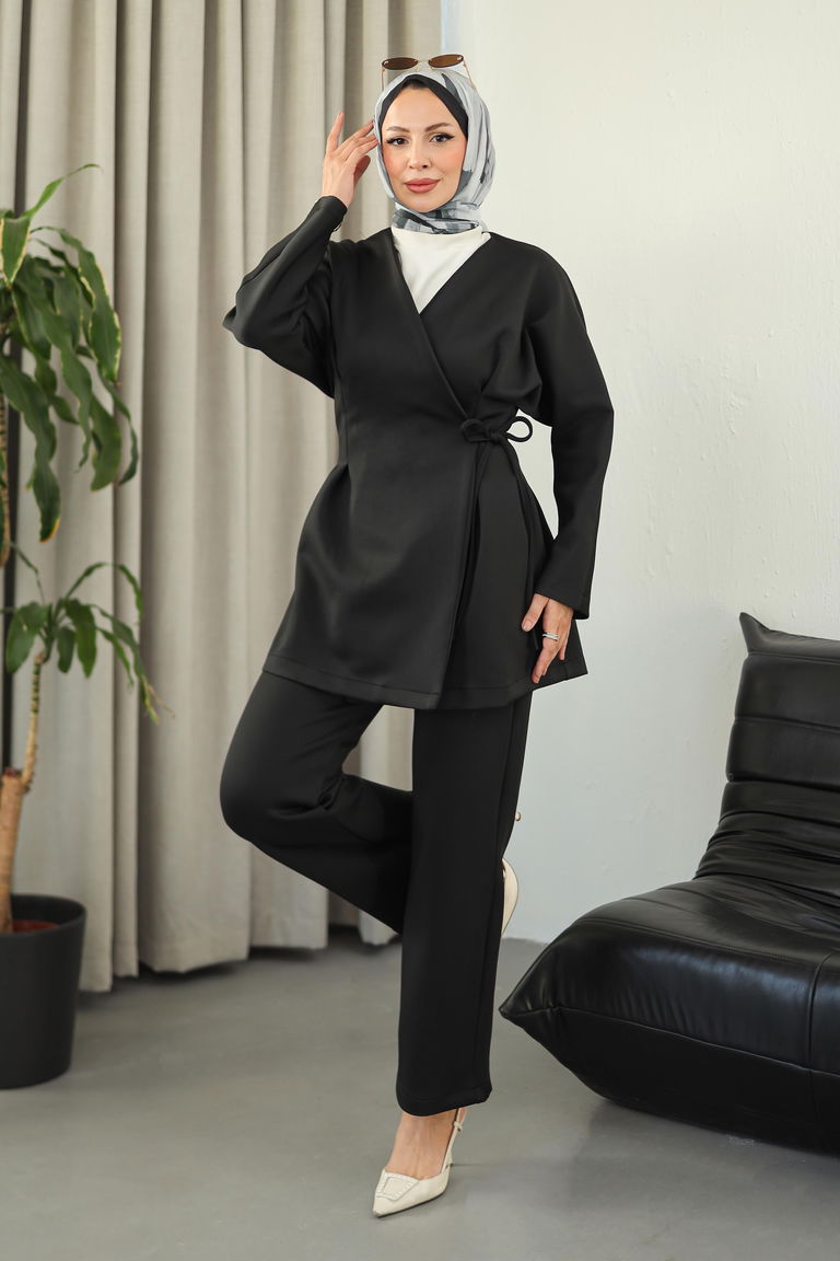 Önden Bağlamalı Sucuba İkili Takım - 27828-SIYAH - TOFİSA