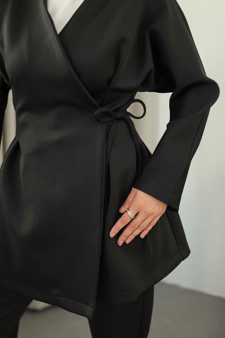 Önden Bağlamalı Sucuba İkili Takım - 27828-SIYAH - TOFİSA