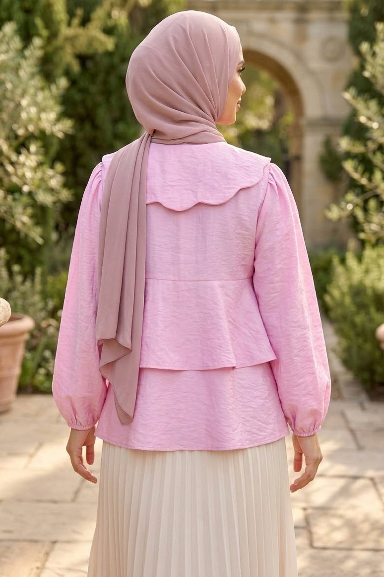 Önü Bağlamalı Gömlek Pembe - 28936-PEMBE - 3