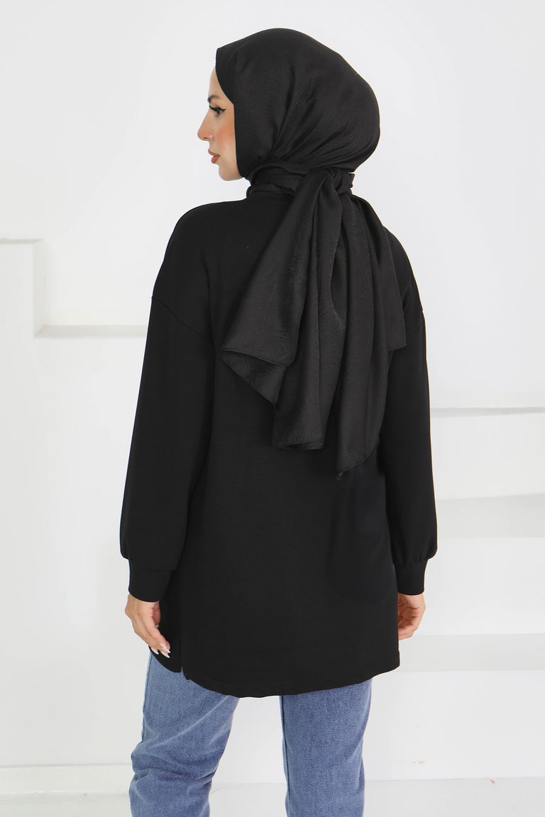 Önü Baskılı Biyeli Modal Sweatshirt - 27609 - TOFİSA