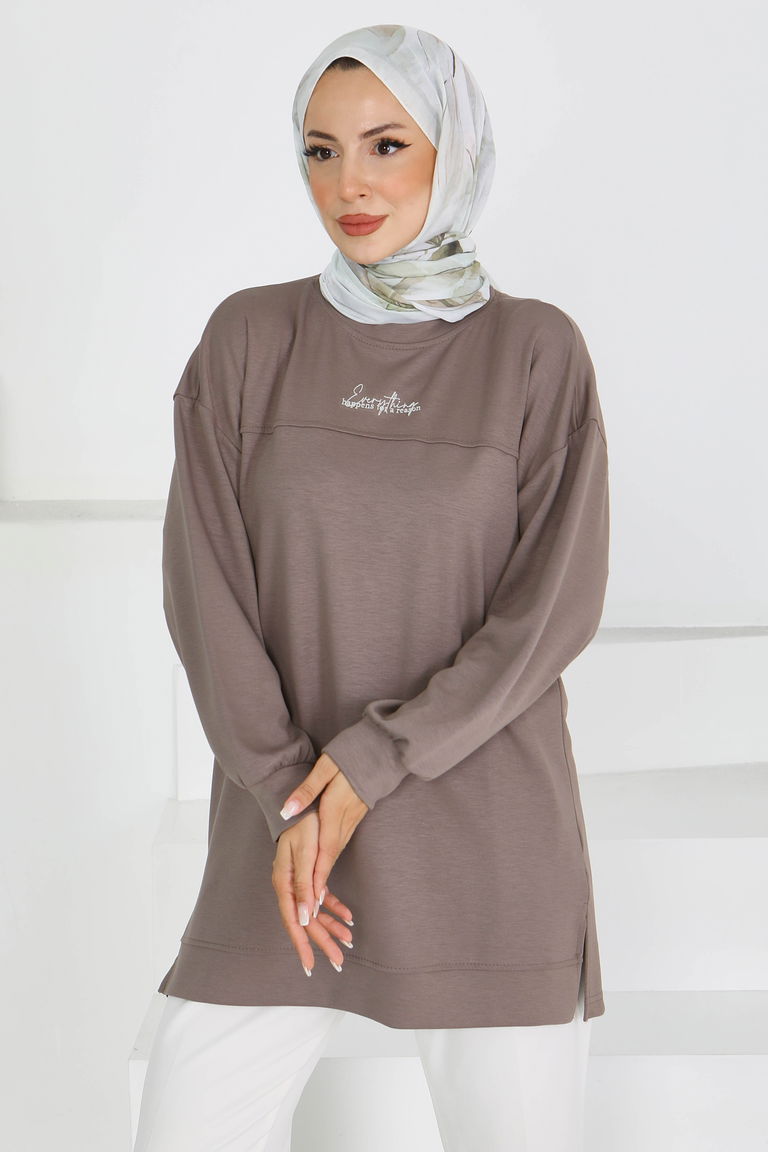 Önü Baskılı Biyeli Oysho Sweatshirt - 27609 - TOFİSA