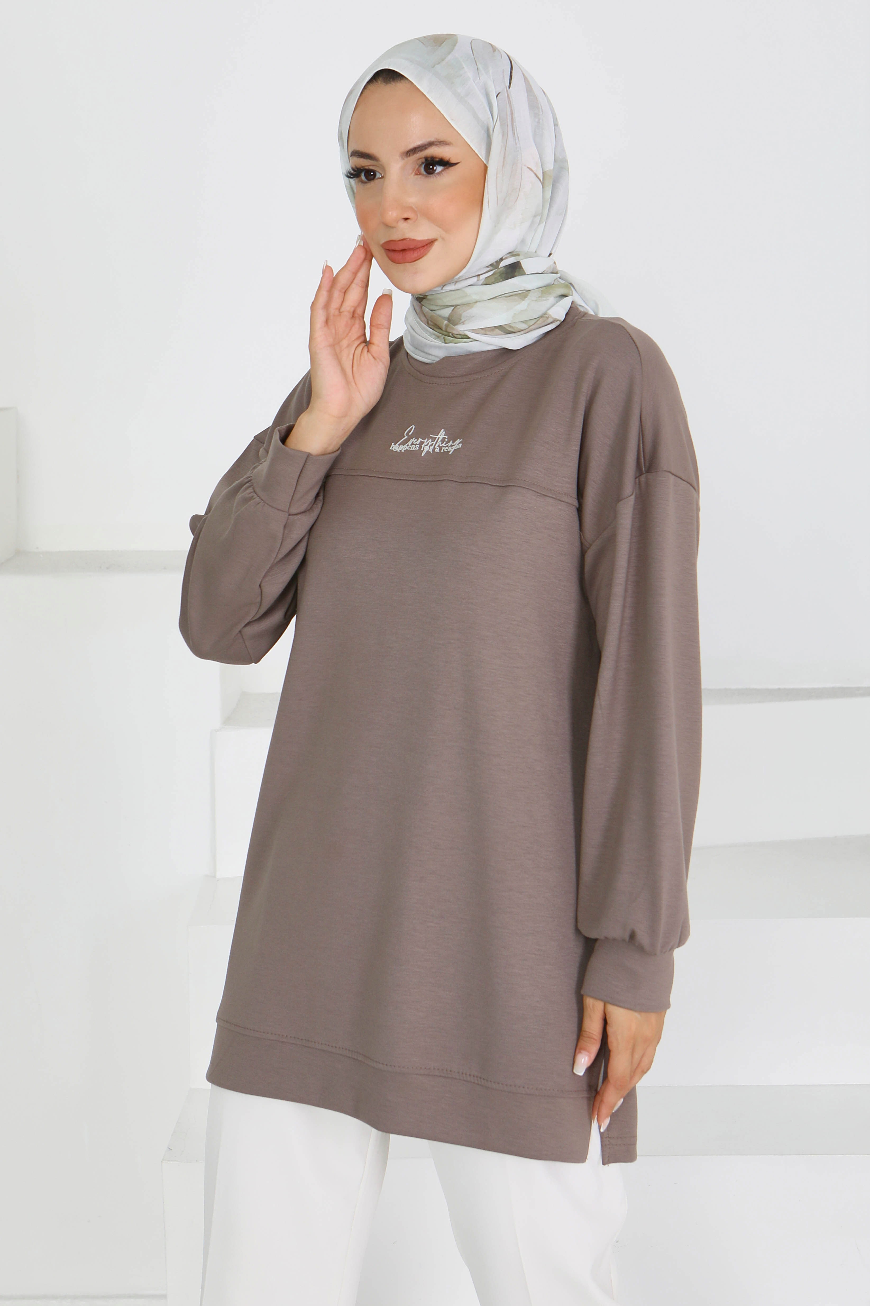 Önü Baskılı Biyeli Oysho Sweatshirt - 27609 - 2