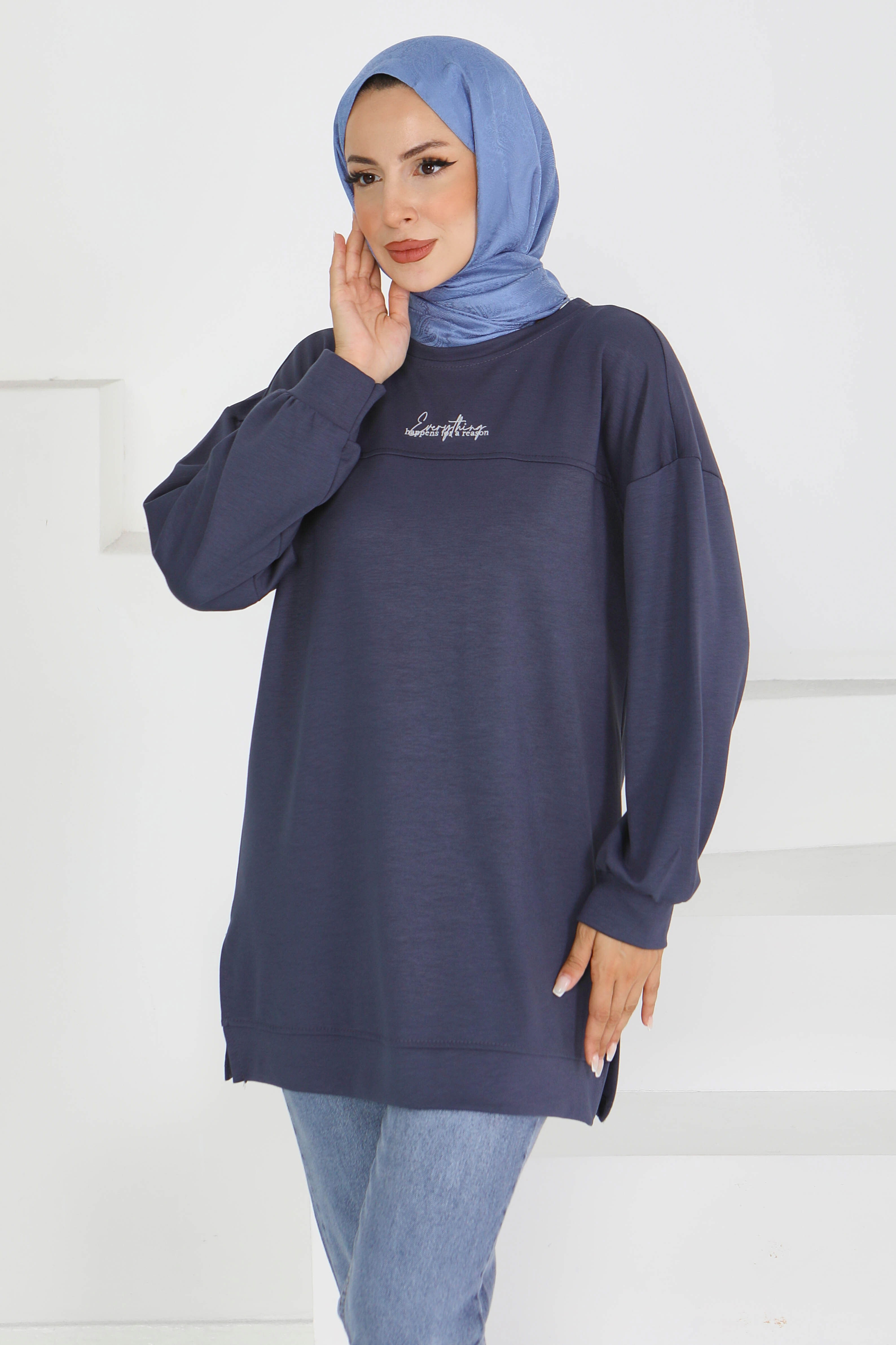 Önü Baskılı Biyeli Oysho Sweatshirt - 27609 - 1