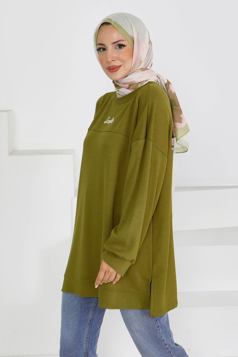 Önü Baskılı Biyeli Modal Sweatshirt - 27609 - TOFİSA
