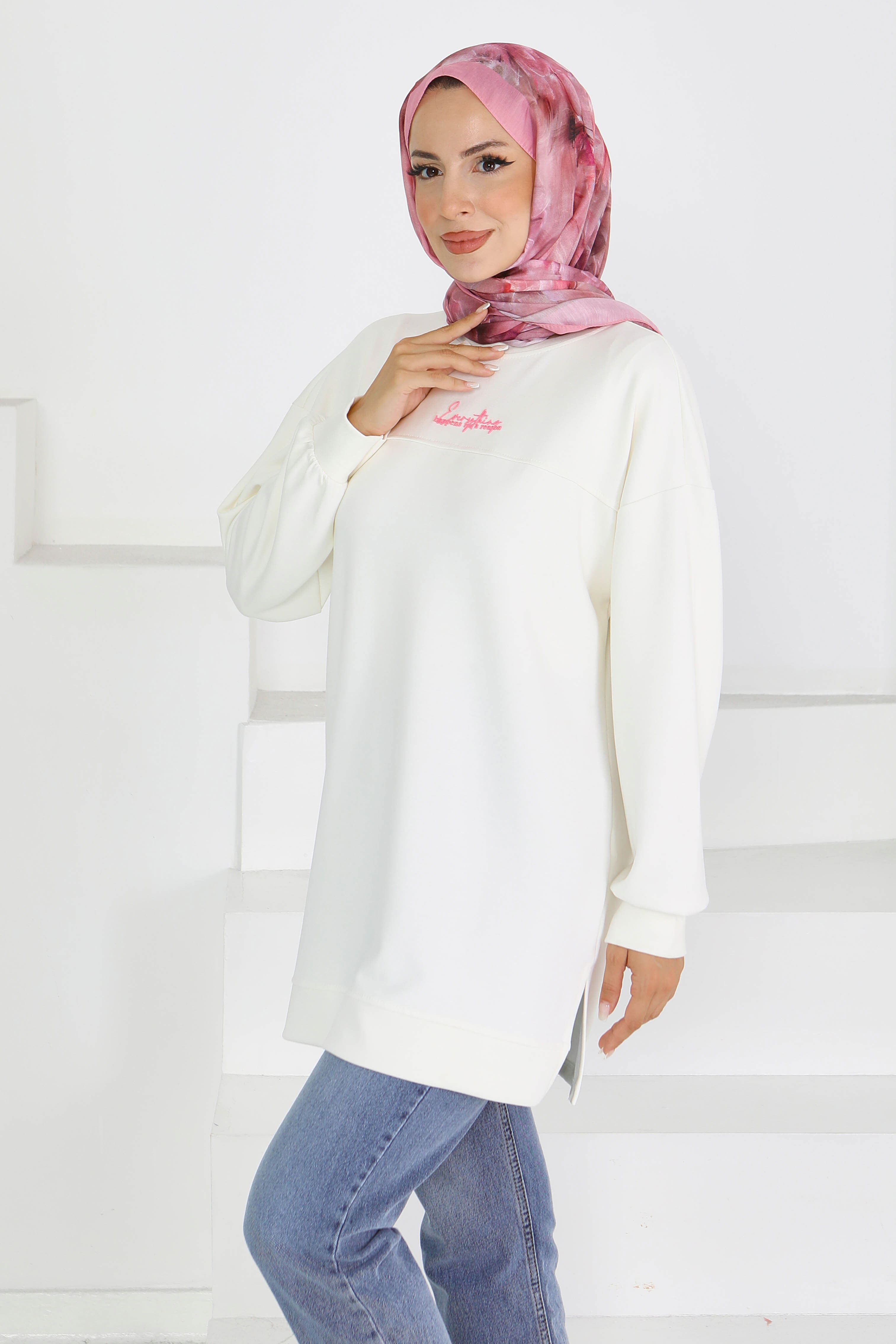 Önü Baskılı Biyeli Oysho Sweatshirt - 27609 - 2