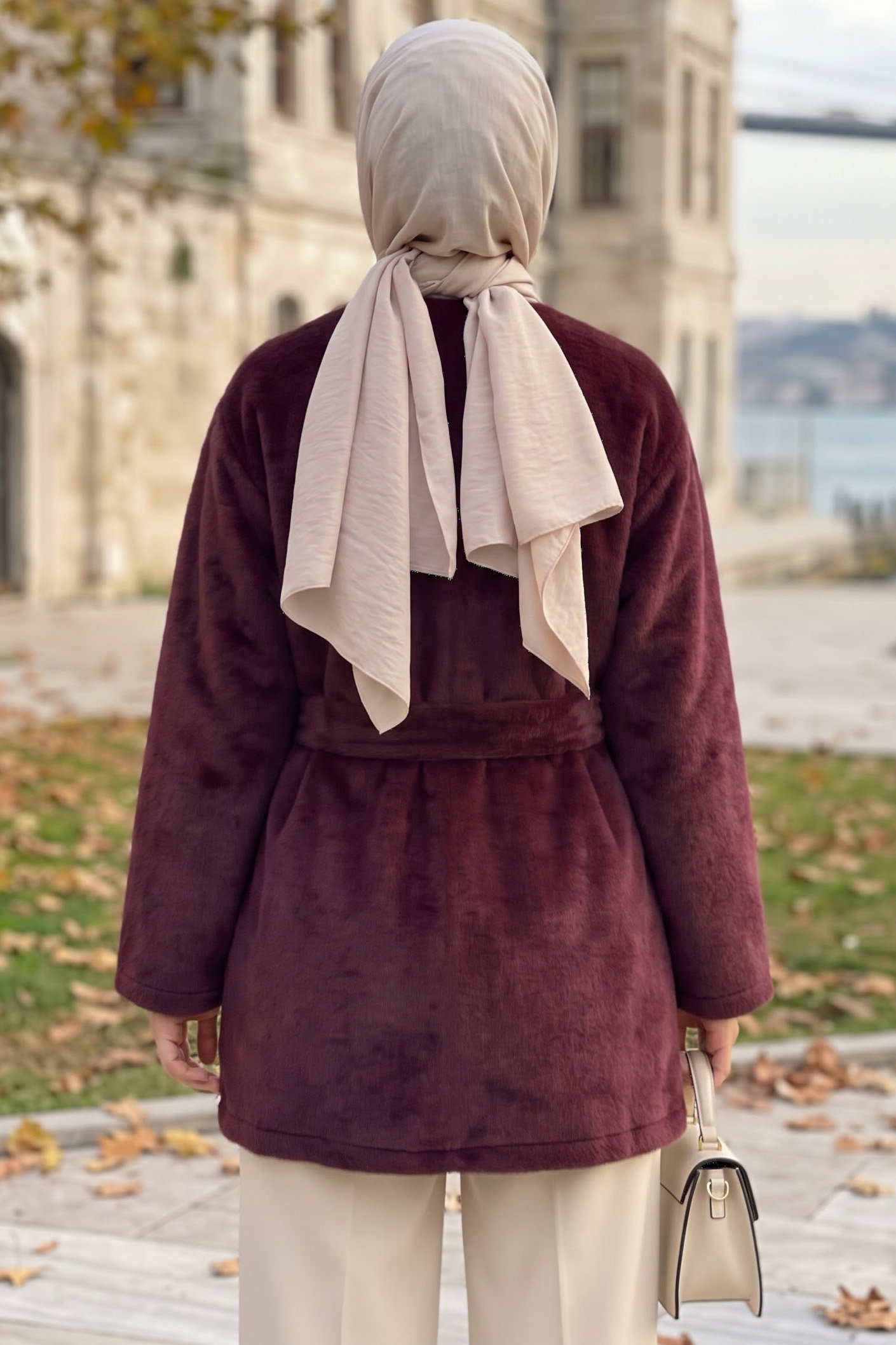 Önü Metalize Düğmeli Ceket Bordo - 29167-BORDO - 4