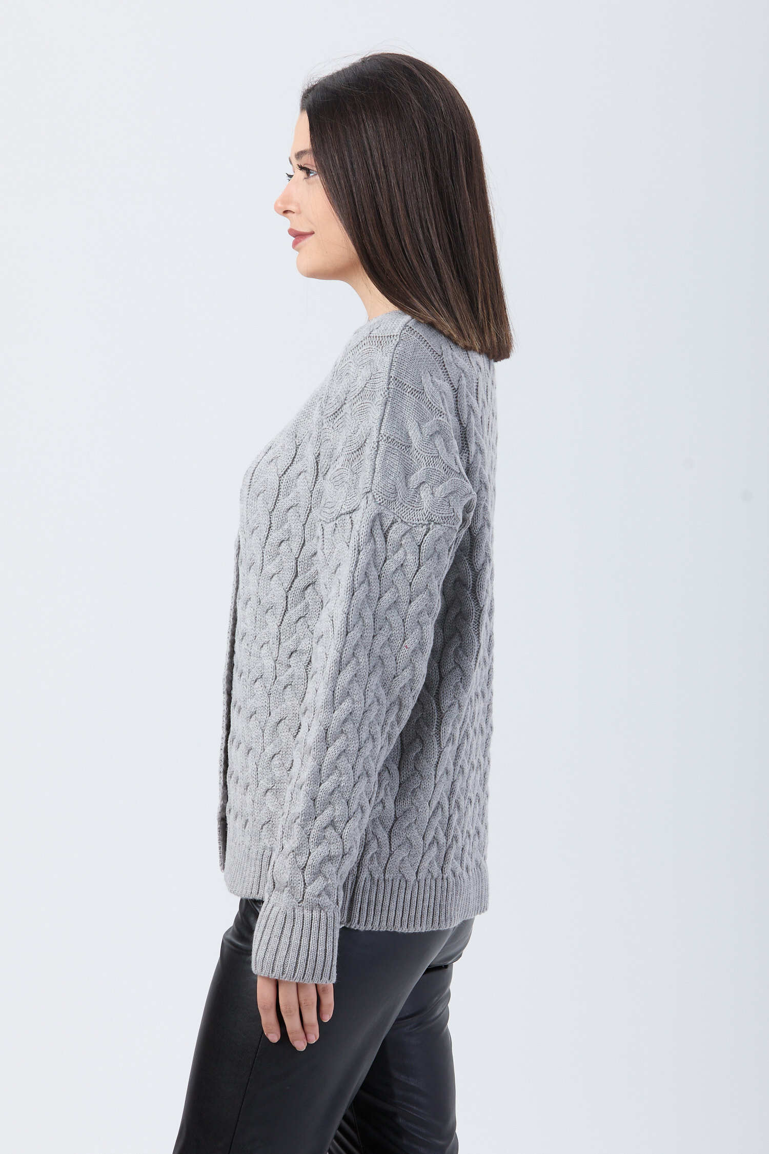 Örgülü Triko Hırka - 27657 - 3