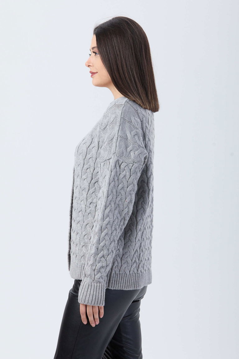 Örgülü Triko Hırka - 27657 - TOFİSA