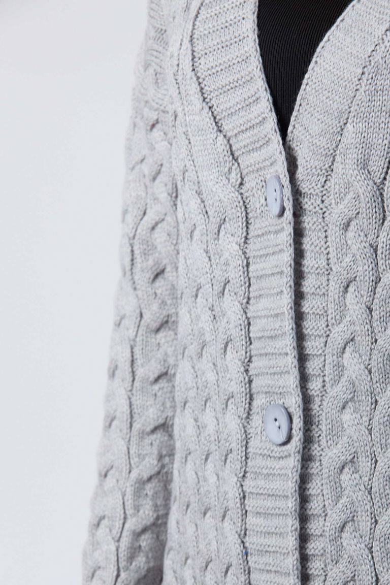 Örgülü Triko Hırka - 27657 - TOFİSA