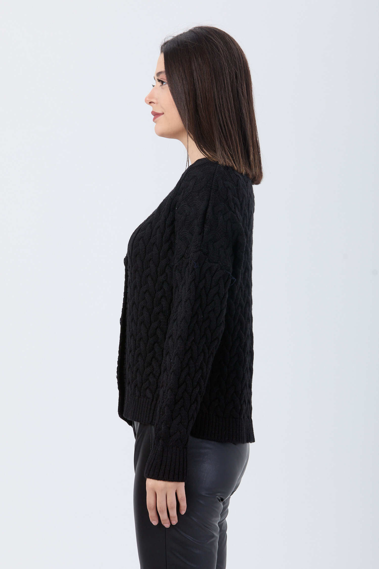 Örgülü Triko Hırka - 27657 - 3