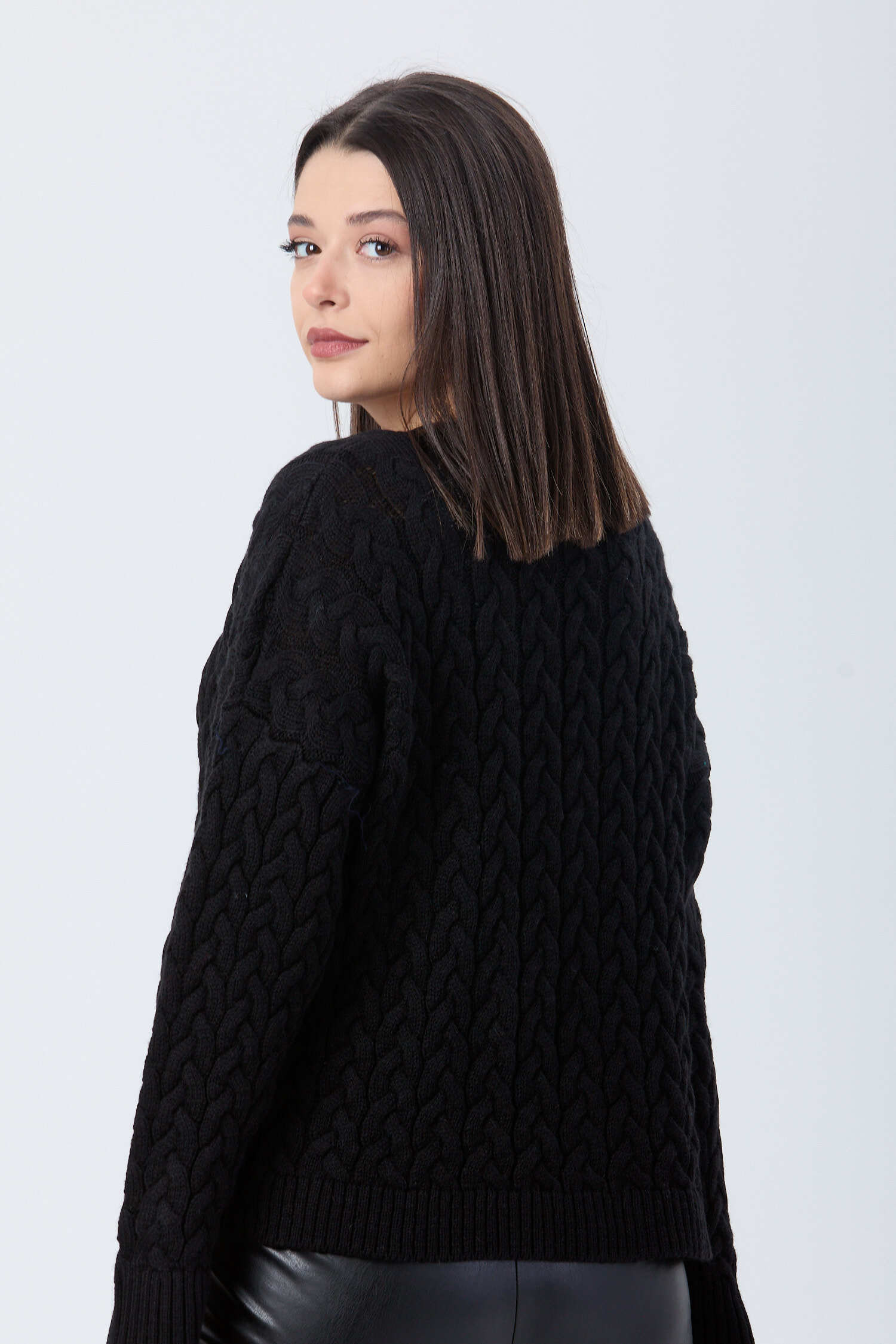 Örgülü Triko Hırka - 27657 - 6