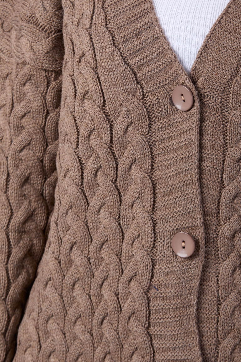 Örgülü Triko Hırka - 27657 - TOFİSA