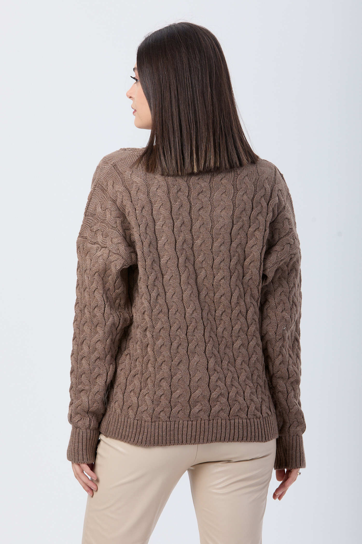 Örgülü Triko Hırka - 27657 - 6
