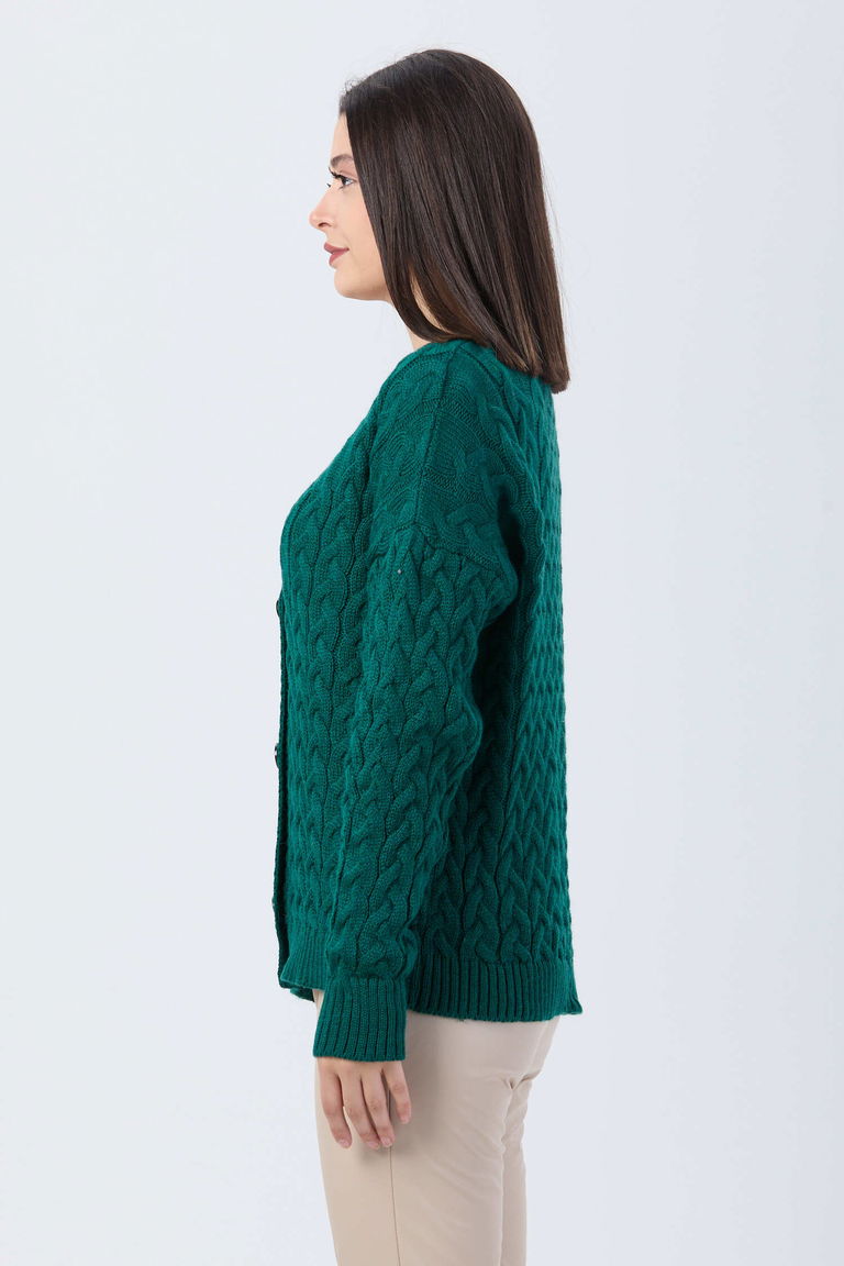 Örgülü Triko Hırka - 27657 - TOFİSA