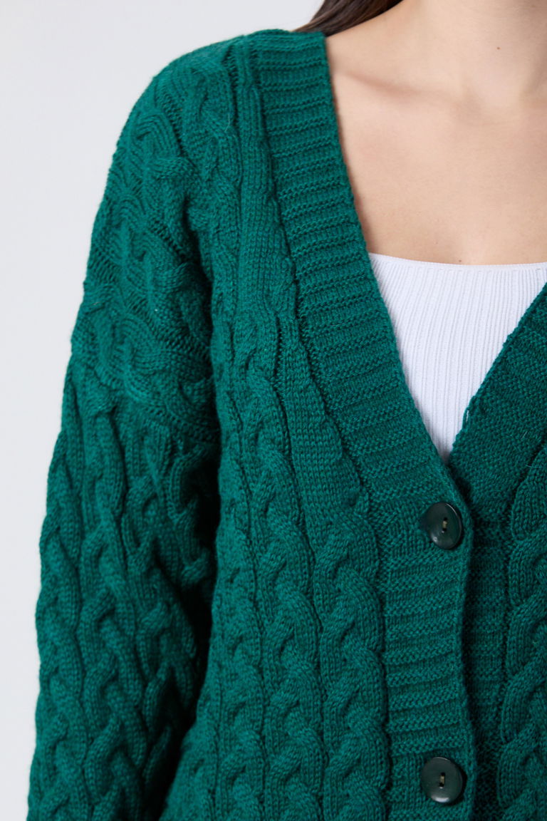 Örgülü Triko Hırka - 27657 - TOFİSA