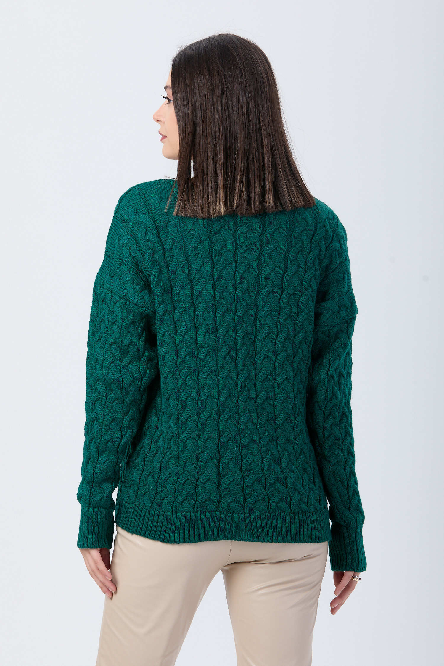 Örgülü Triko Hırka - 27657 - 6