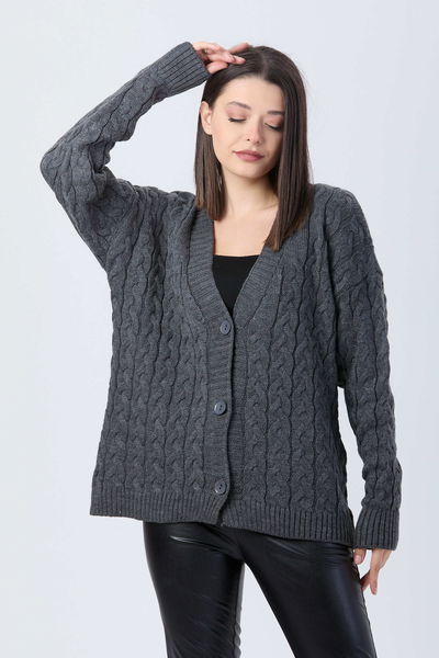 Örgülü Triko Hırka - 27657 