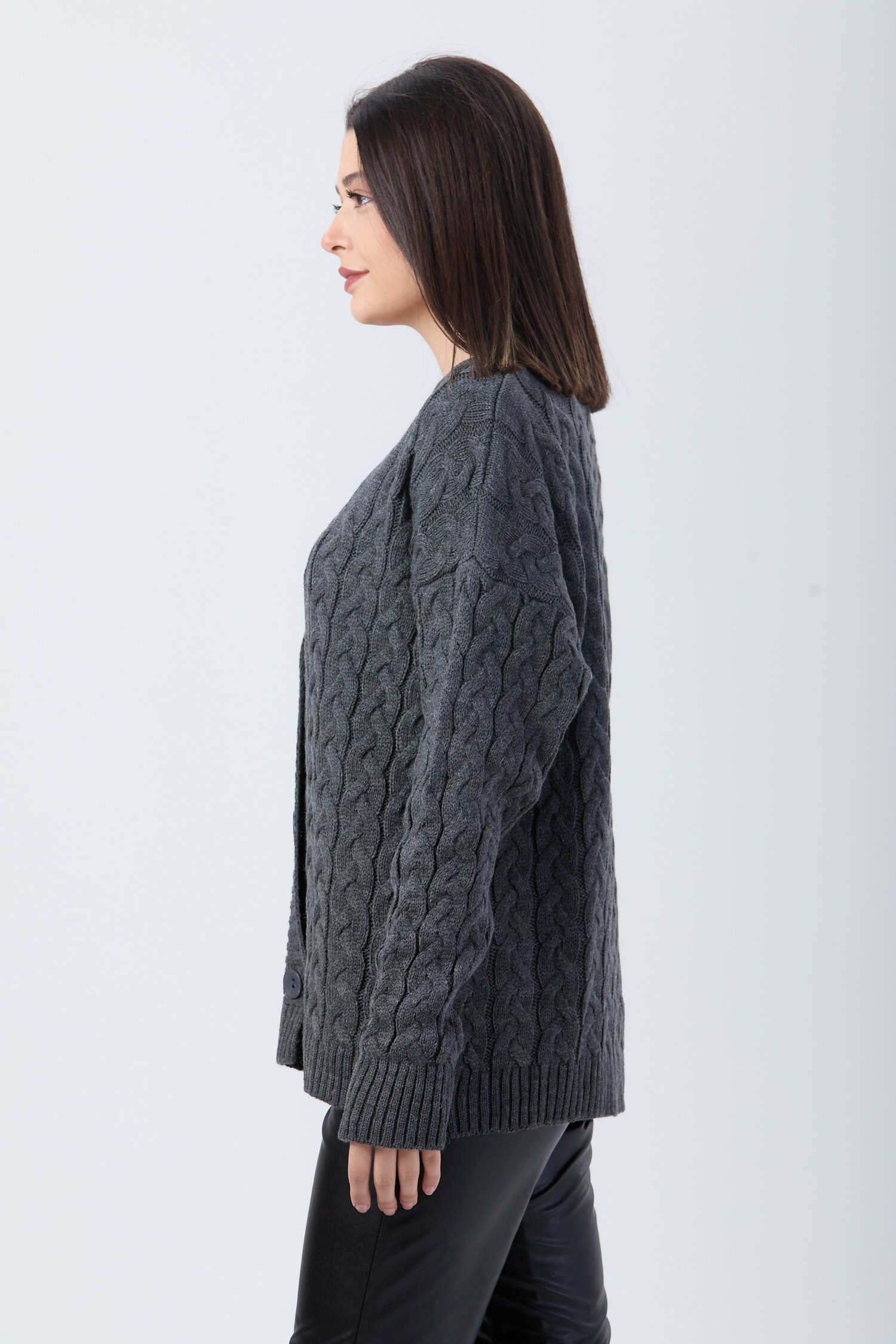 Örgülü Triko Hırka - 27657 - 3