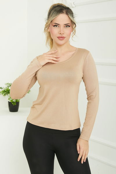 Oval Yaka Badi Bej - 26828 