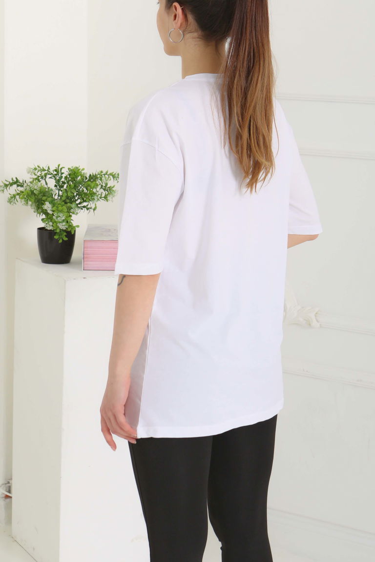 Oversize Kısa Kollu T-Şhirt - 27118 - TOFİSA