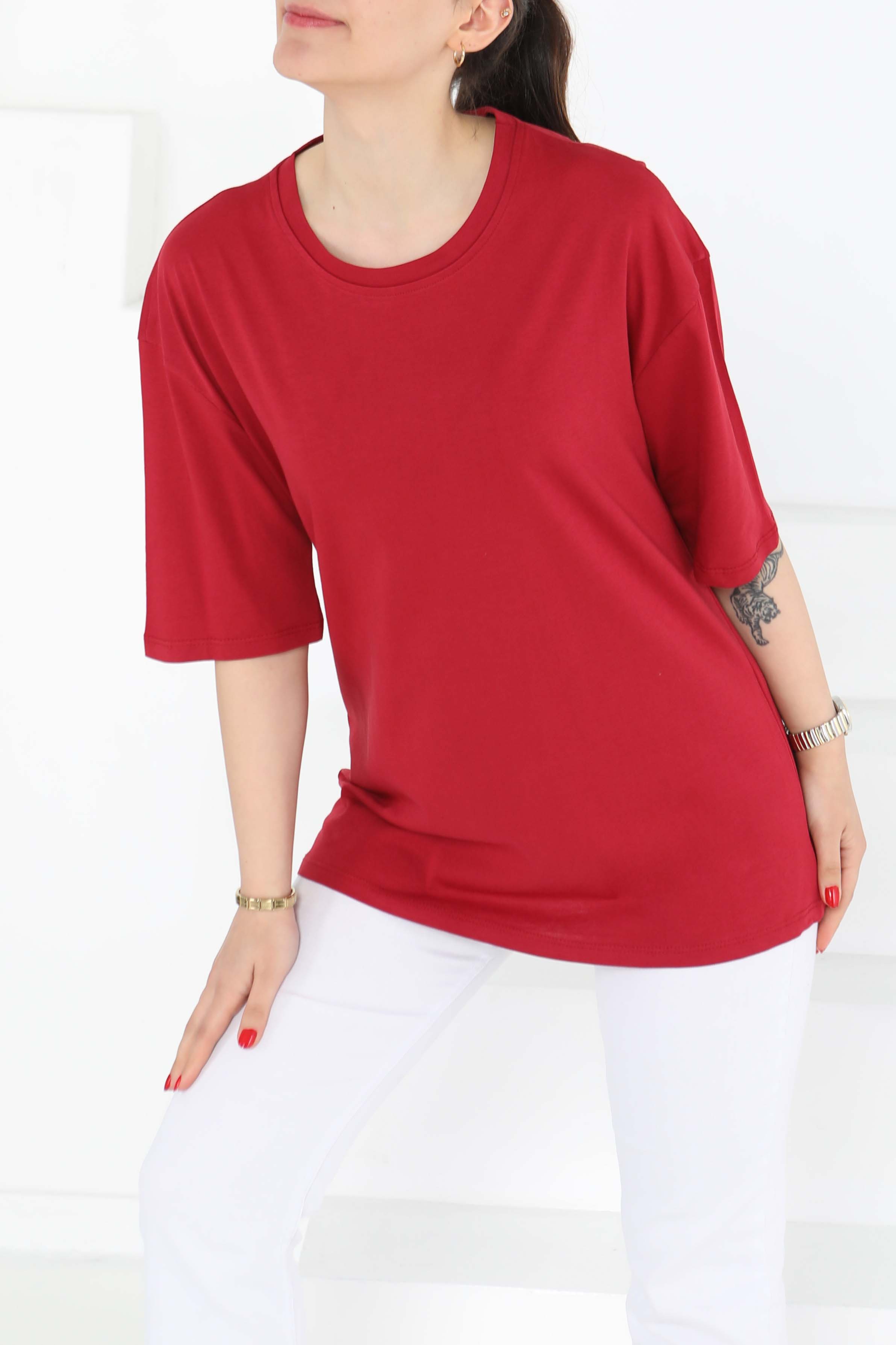Oversize Kısa Kollu T-Şhirt - 27118 - 2