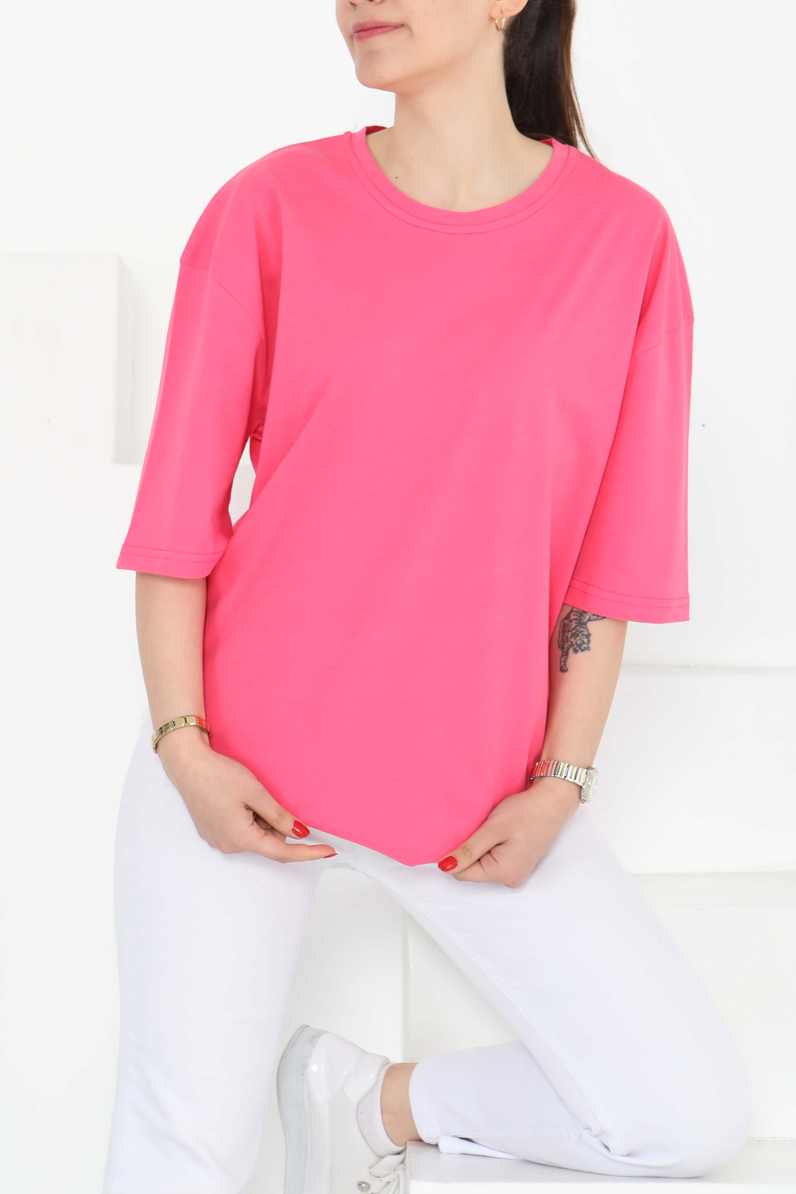 Oversize Kısa Kollu T-Şhirt - 27118 - 1