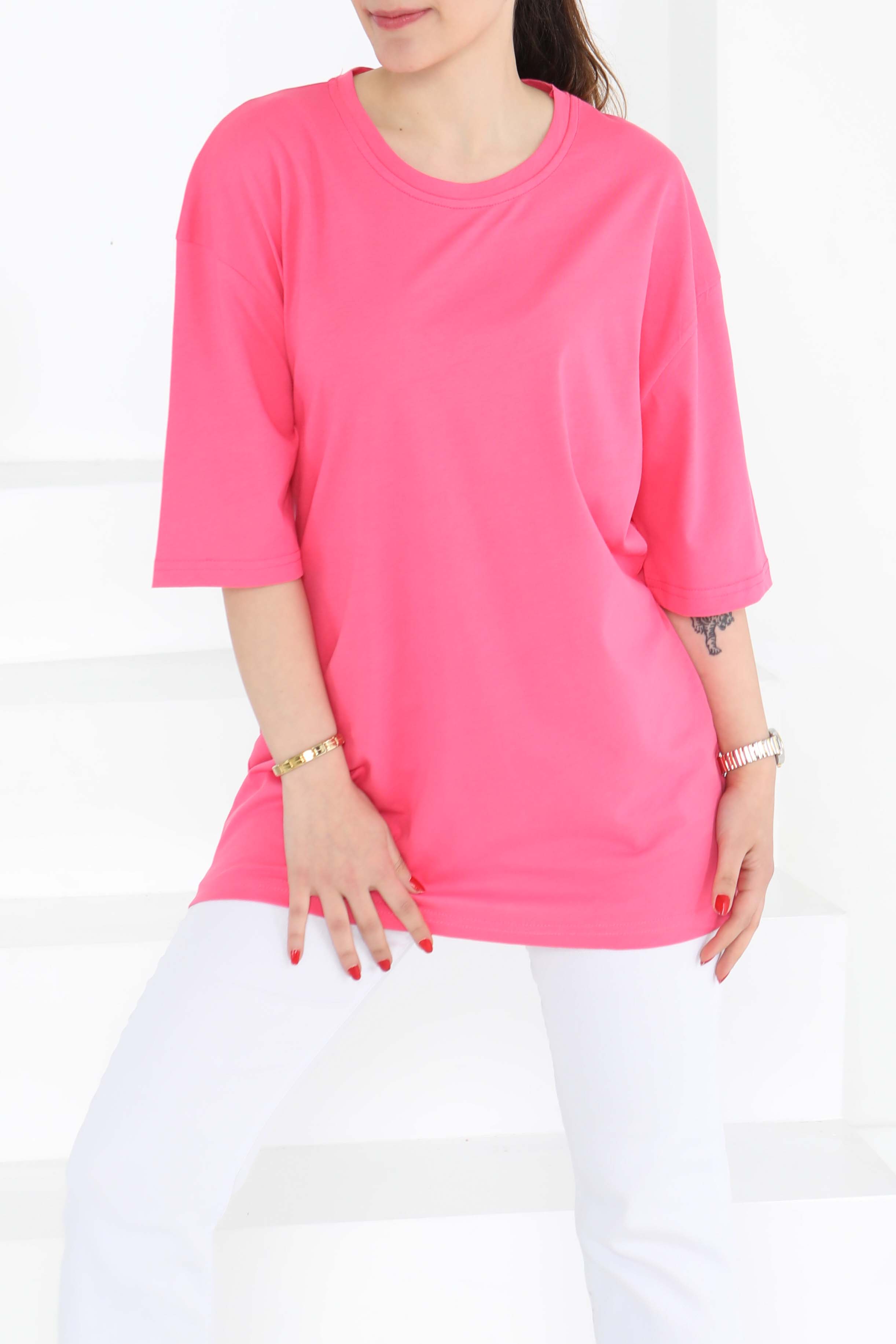 Oversize Kısa Kollu T-Şhirt - 27118 - 2