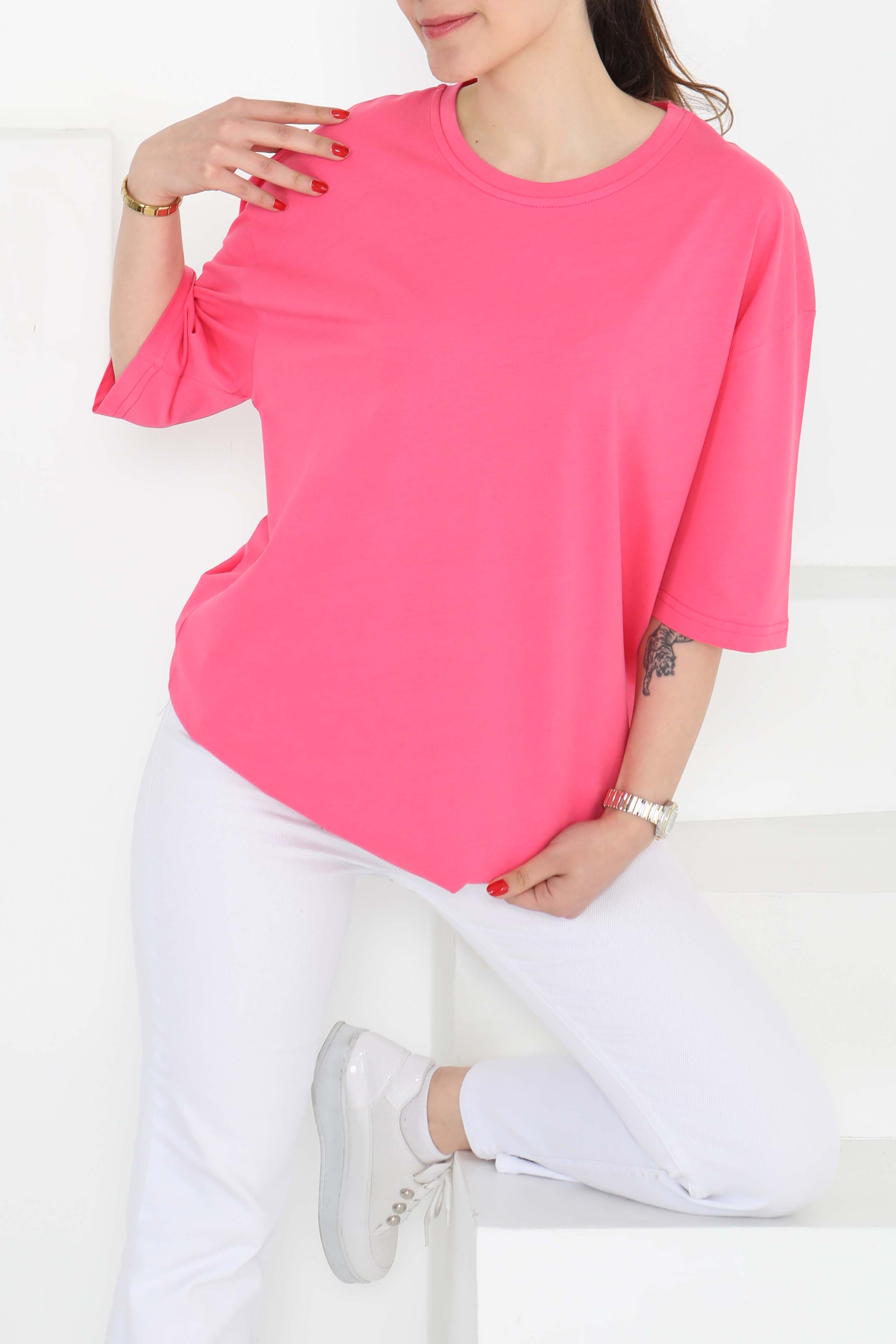 Oversize Kısa Kollu T-Şhirt - 27118 - 4