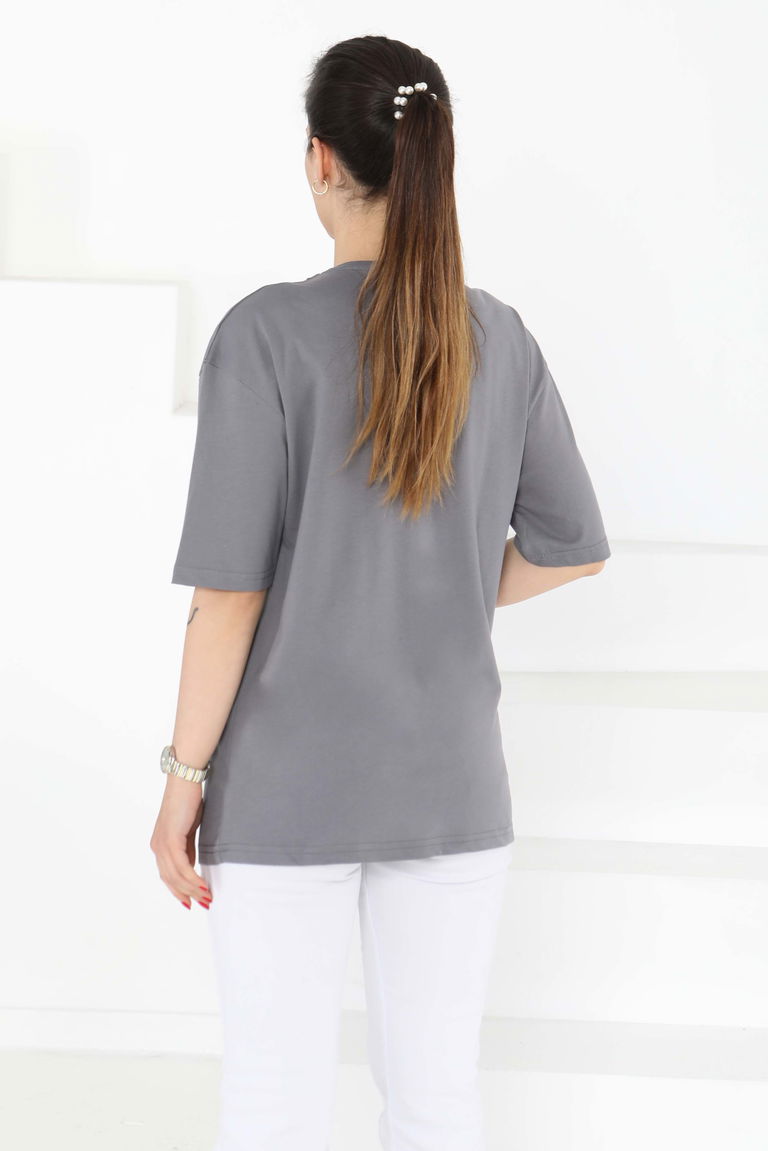 Oversize Kısa Kollu T-Şhirt - 27118 - TOFİSA