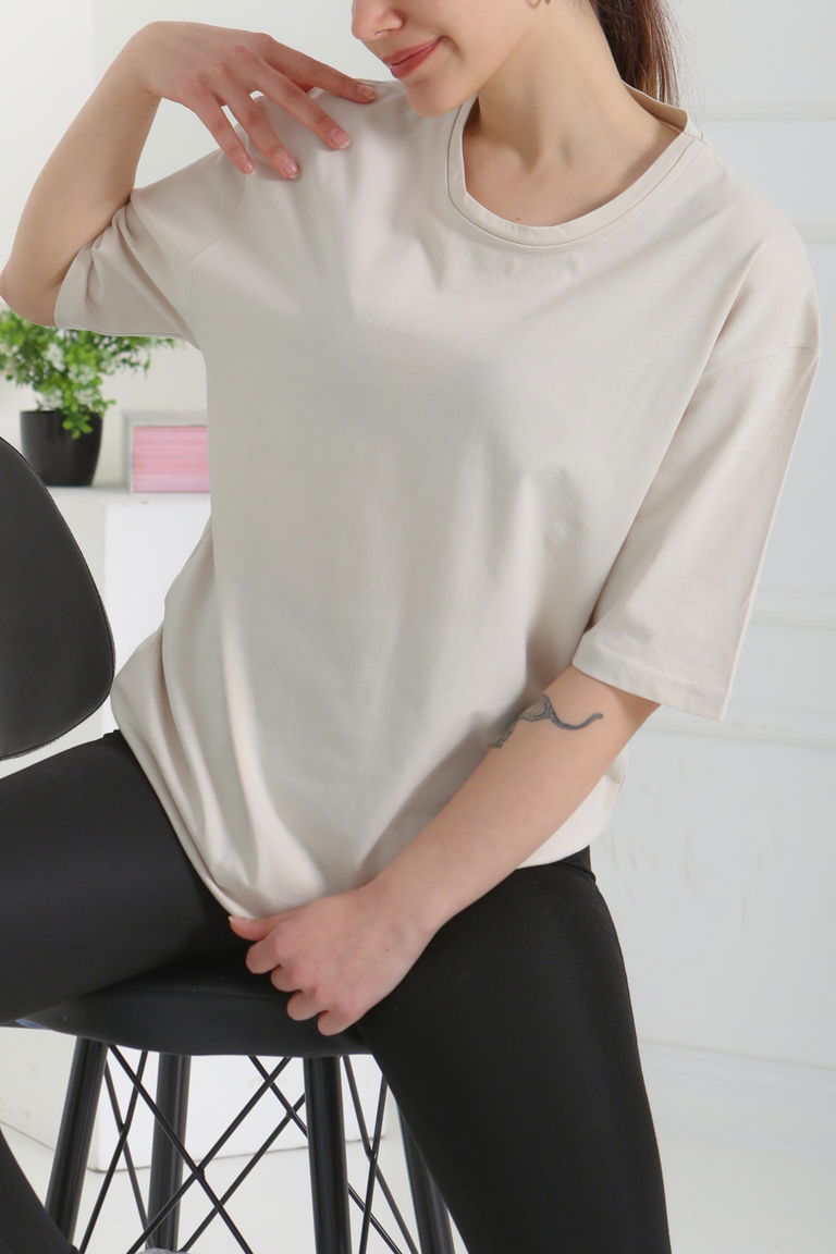 Oversize Kısa Kollu T-Şhirt - 27118 - TOFİSA