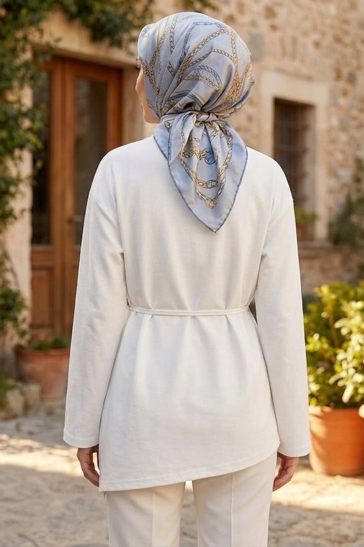 Oysh Modal Çapraz Tunik Beyaz - 28902-BEYAZ - 3
