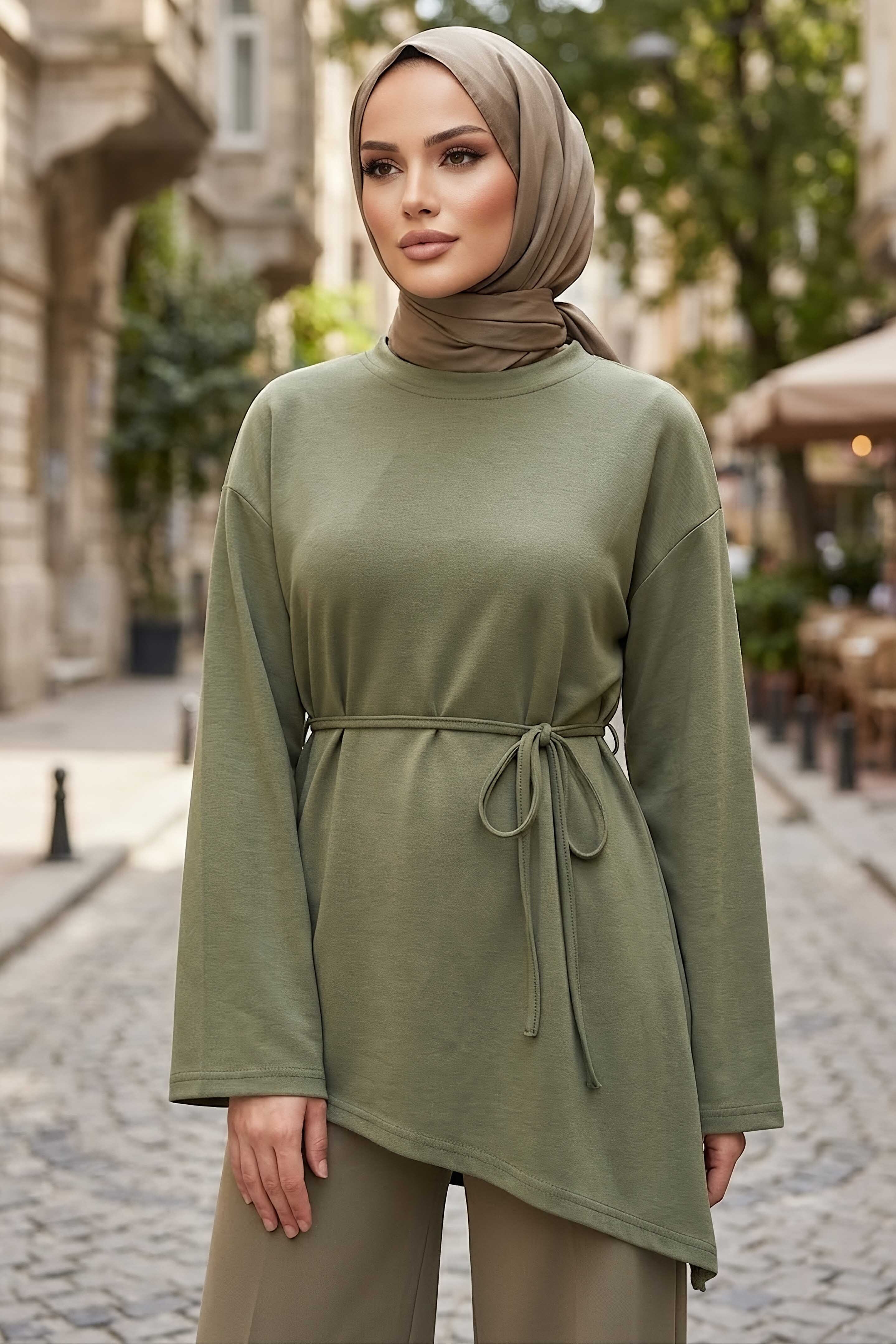 Oysh Modal Çapraz Tunik Haki - 28902-HAKI - 1