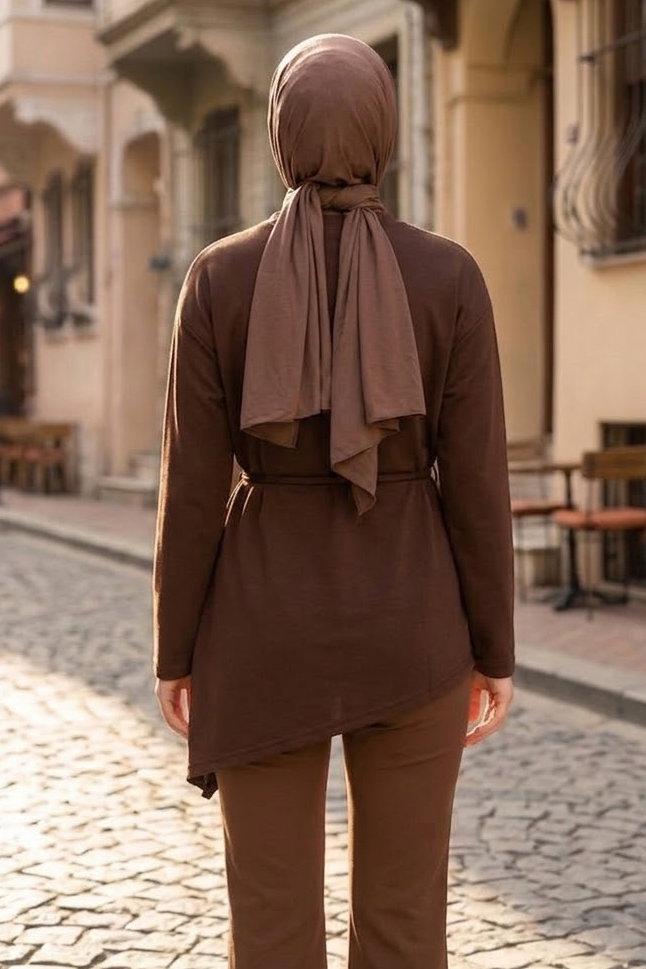 Oysh Modal Çapraz Tunik Kahve - 28902-KAHVE - 3