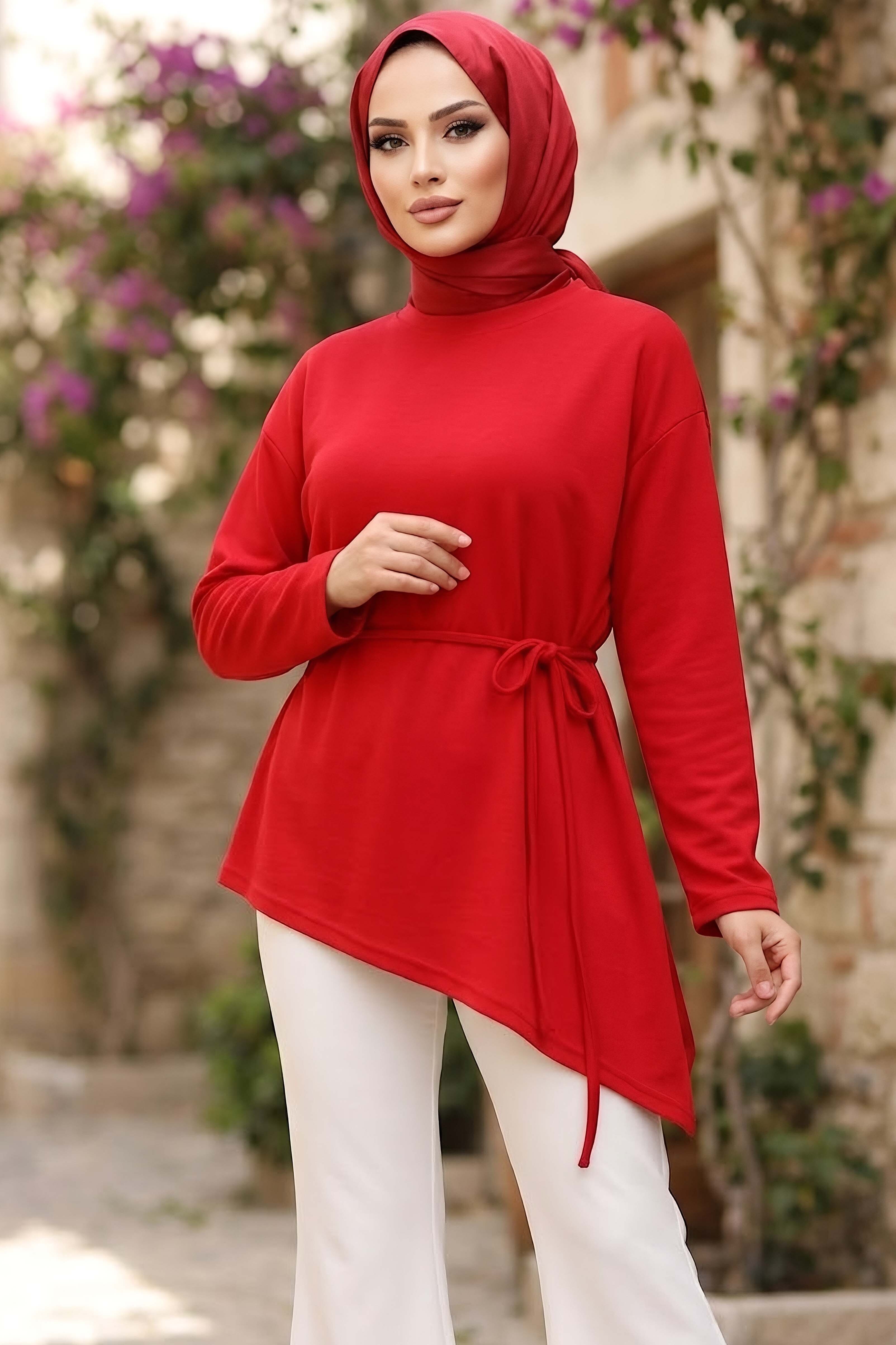 Oysh Modal Çapraz Tunik Kirmizi - 28902-KIRMIZI - 1
