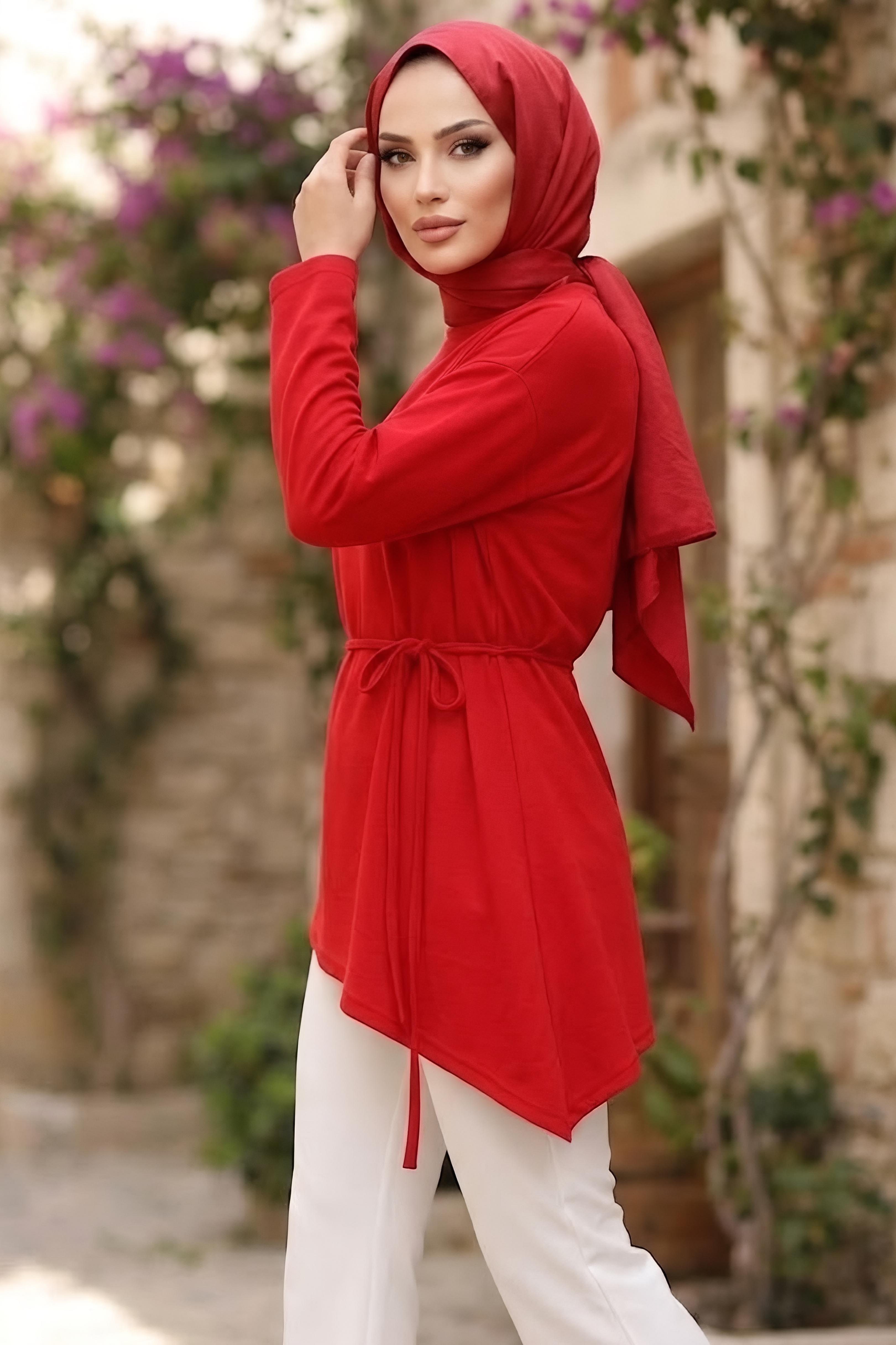 Oysh Modal Çapraz Tunik Kirmizi - 28902-KIRMIZI - 2