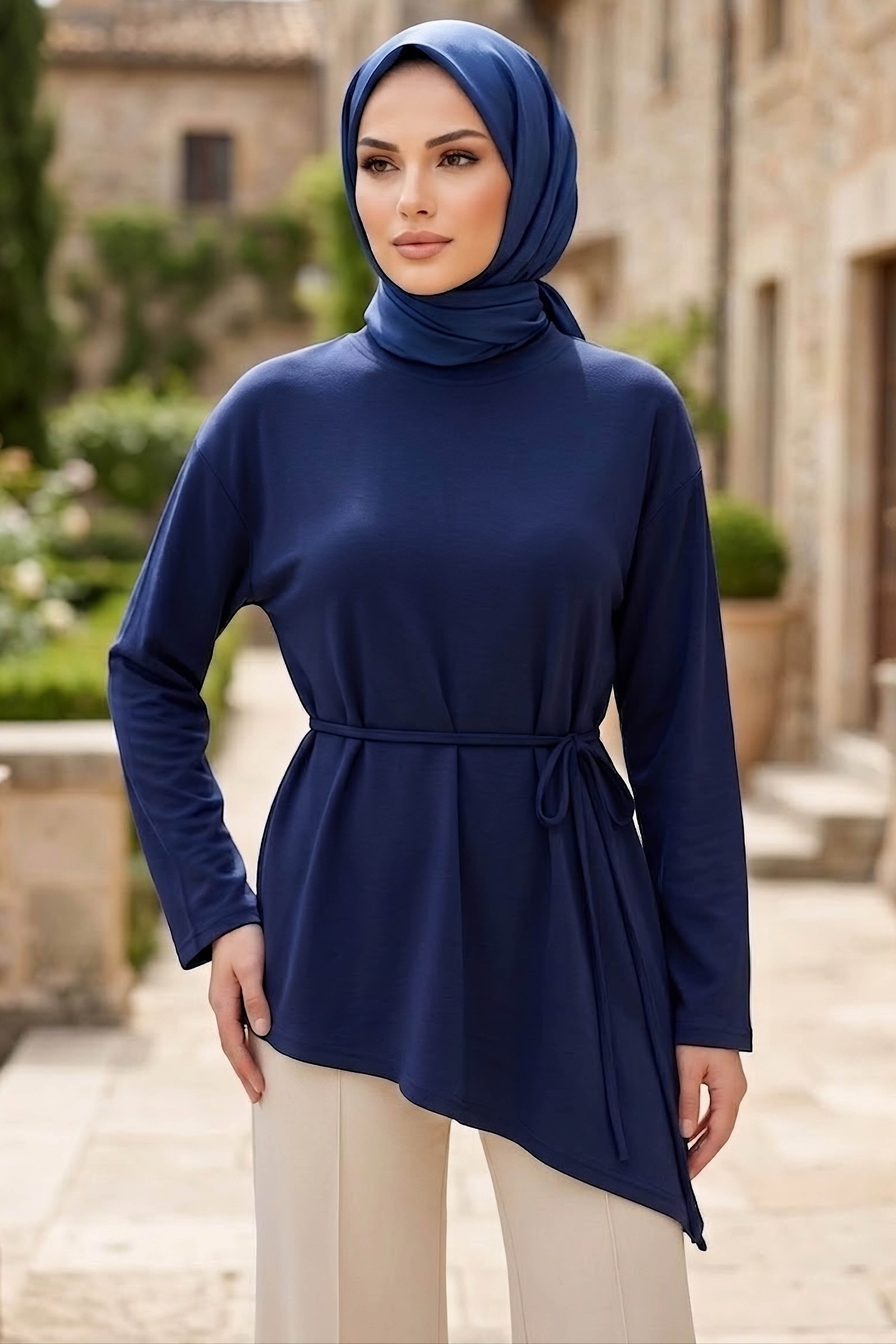 Oysh Modal Çapraz Tunik Lacivert - 28902-LACIVERT - 1