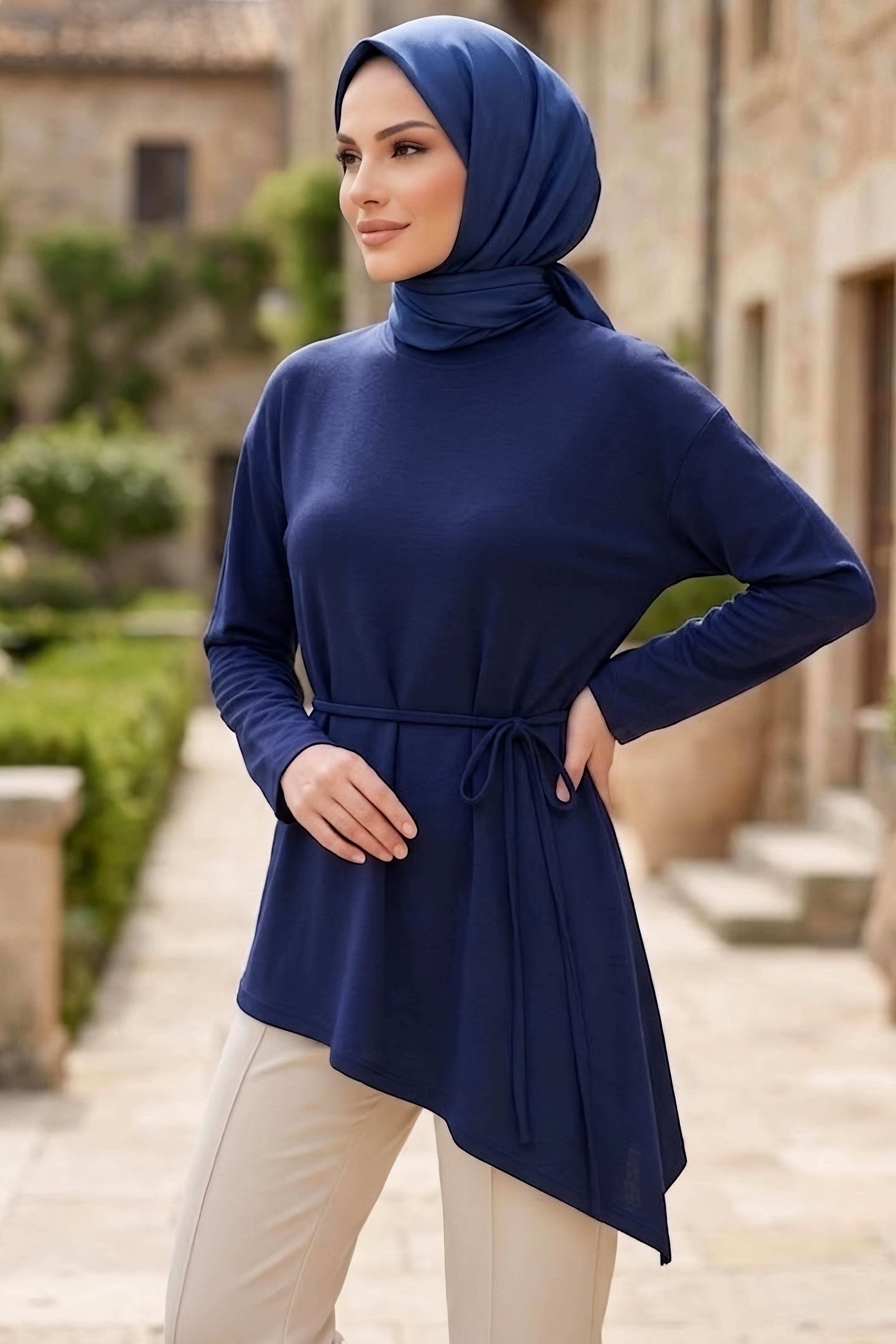 Oysh Modal Çapraz Tunik Lacivert - 28902-LACIVERT - 2