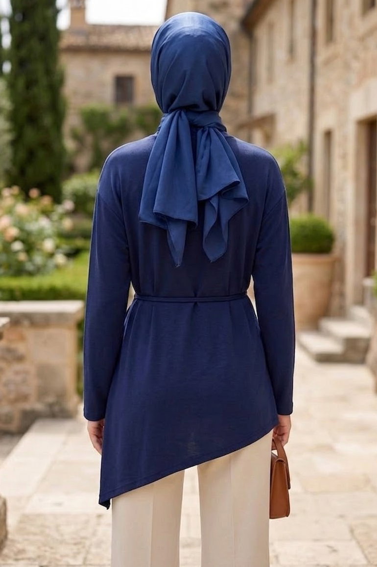Oysh Modal Çapraz Tunik Lacivert - 28902-LACIVERT - 3