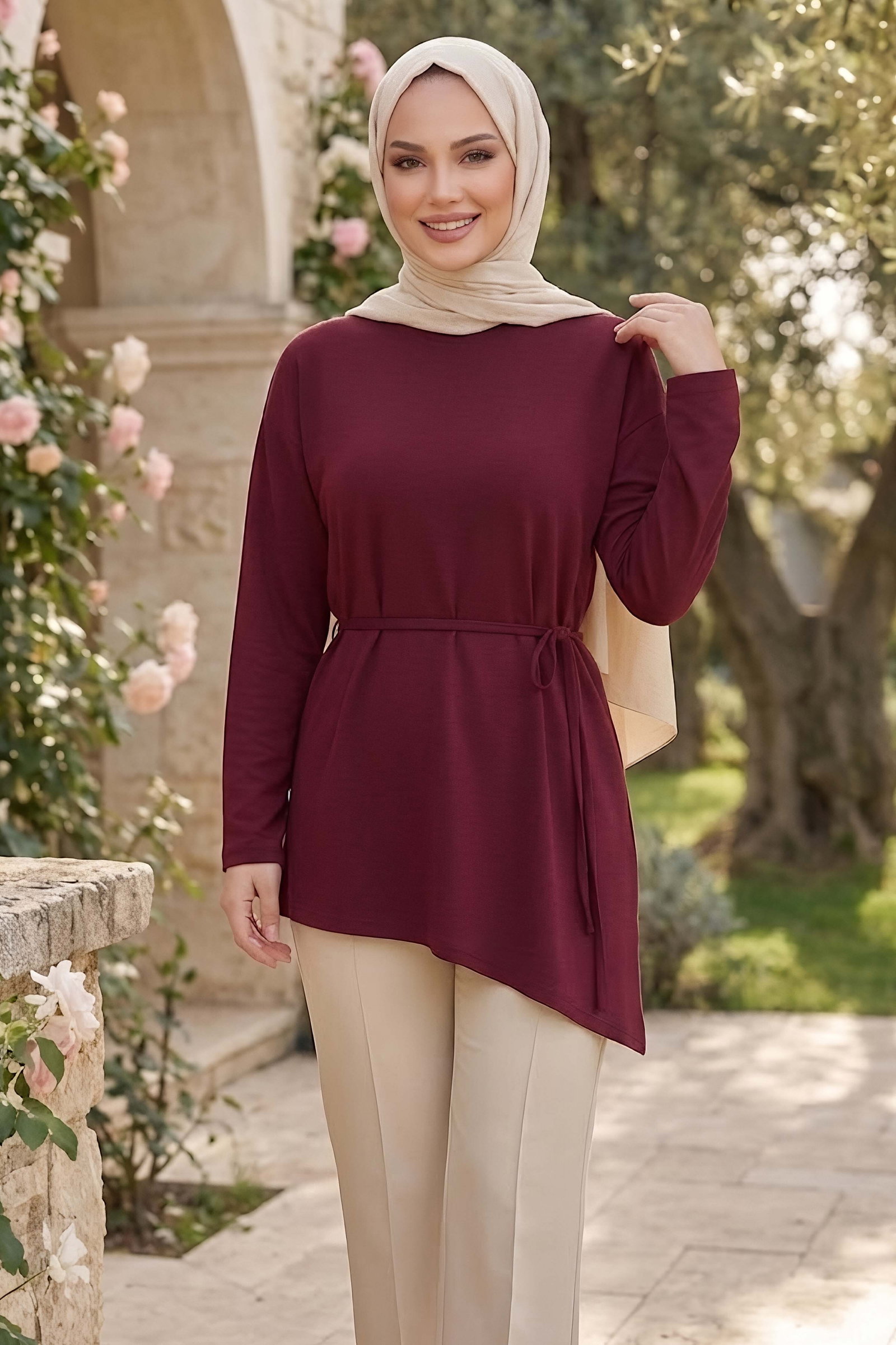 Oysh Modal Çapraz Tunik Mürdüm - 28902-MURDUM - 2