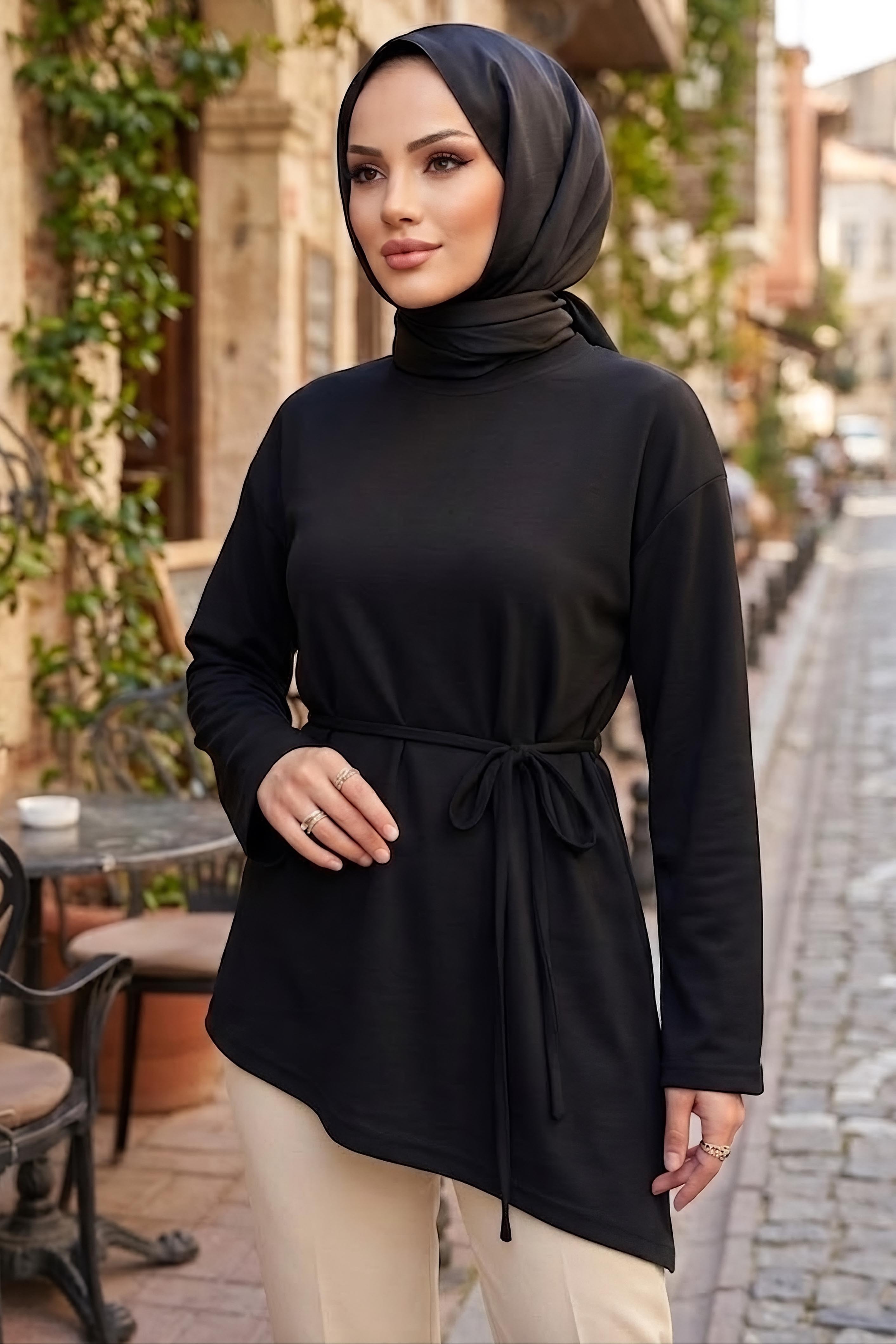 Oysh Modal Çapraz Tunik Siyah - 28902-SIYAH - 1