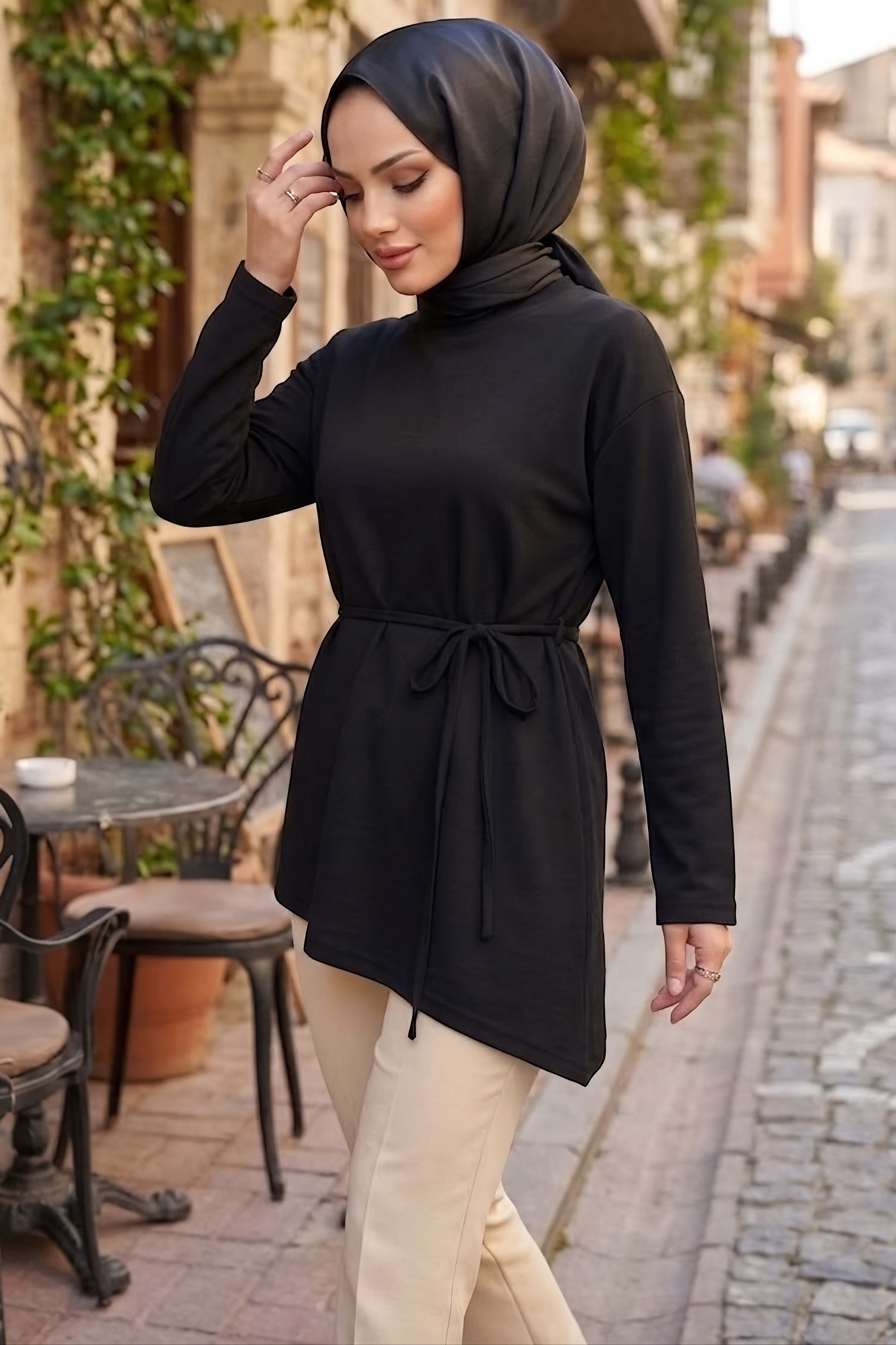 Oysh Modal Çapraz Tunik Siyah - 28902-SIYAH - 2