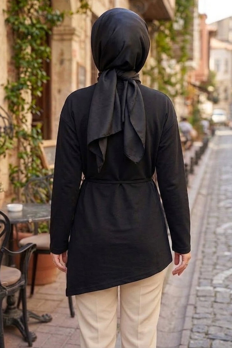 Oysh Modal Çapraz Tunik Siyah - 28902-SIYAH - 3