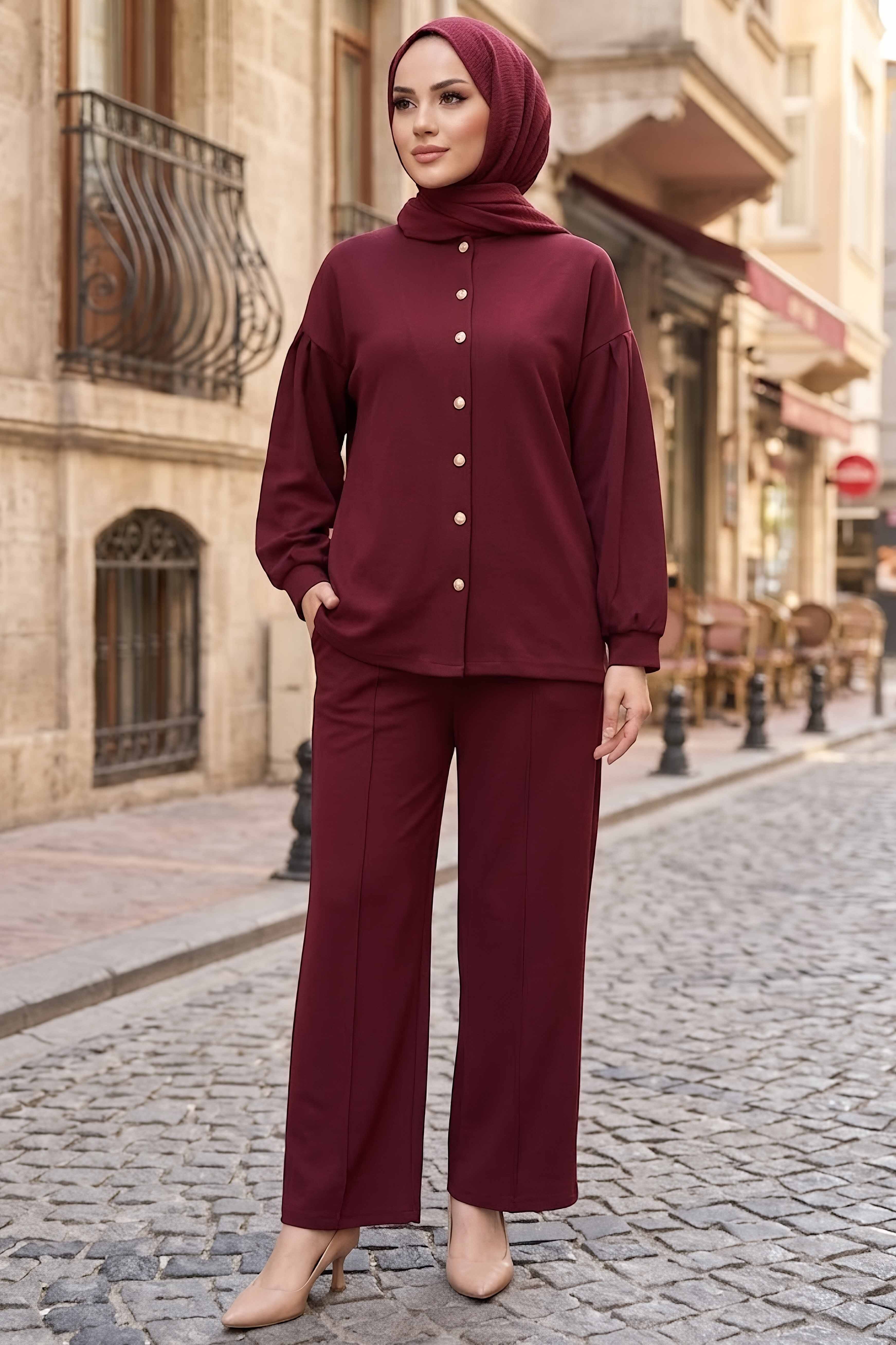 Oysh Modal İkili Takım Bordo - 1348-BORDO - 9