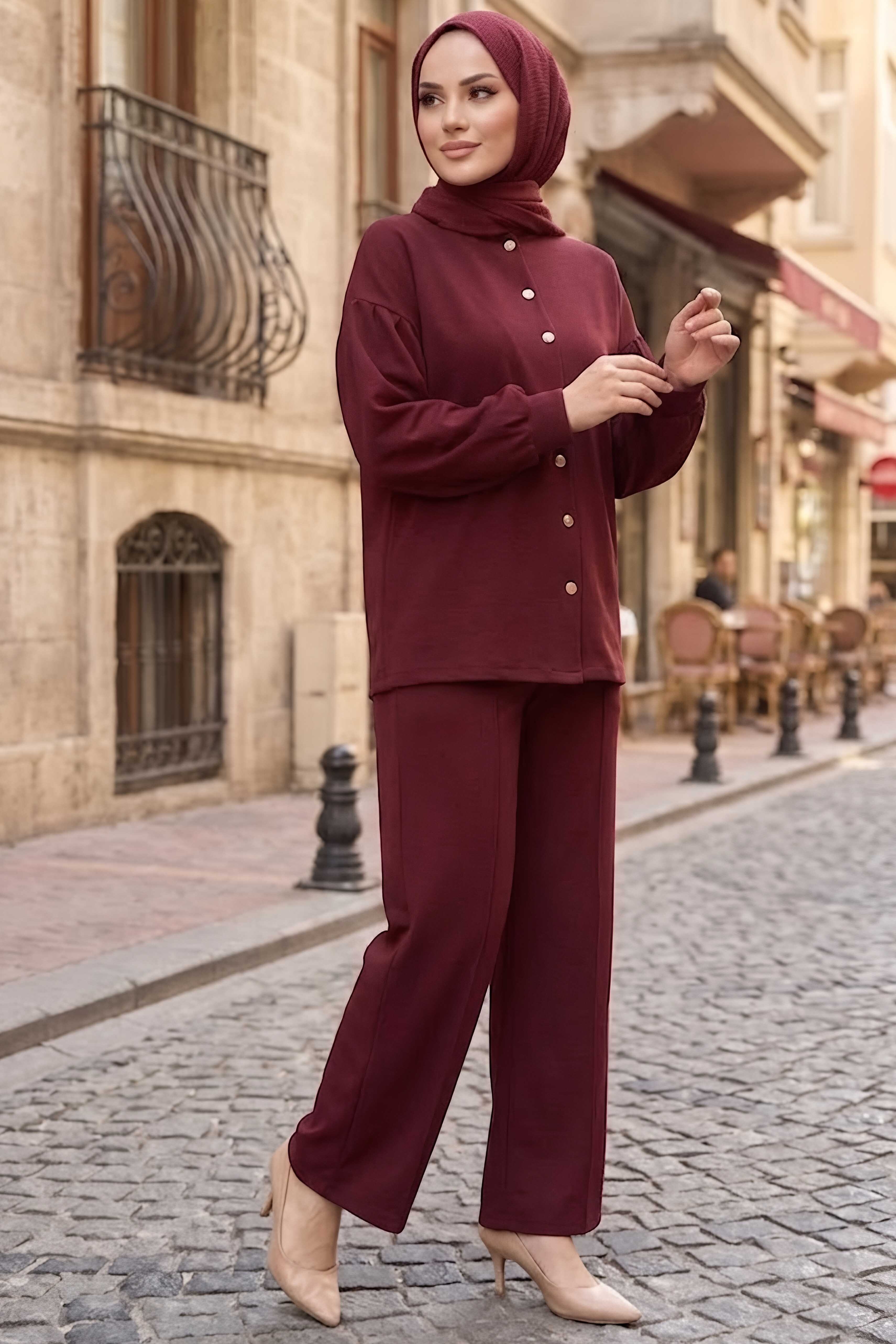 Oysh Modal İkili Takım Bordo - 1348-BORDO - 8