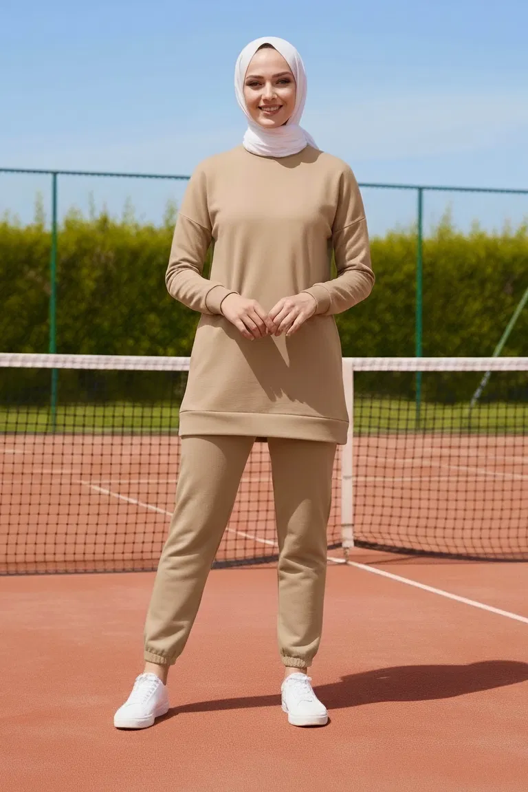 Paça Lastikli İki İplik İkili Takım - 28029-BISKUVI - TOFİSA