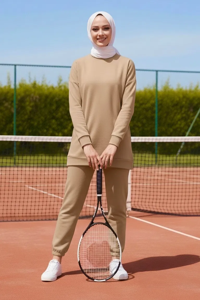 Paça Lastikli İki İplik İkili Takım - 28029-BISKUVI - TOFİSA