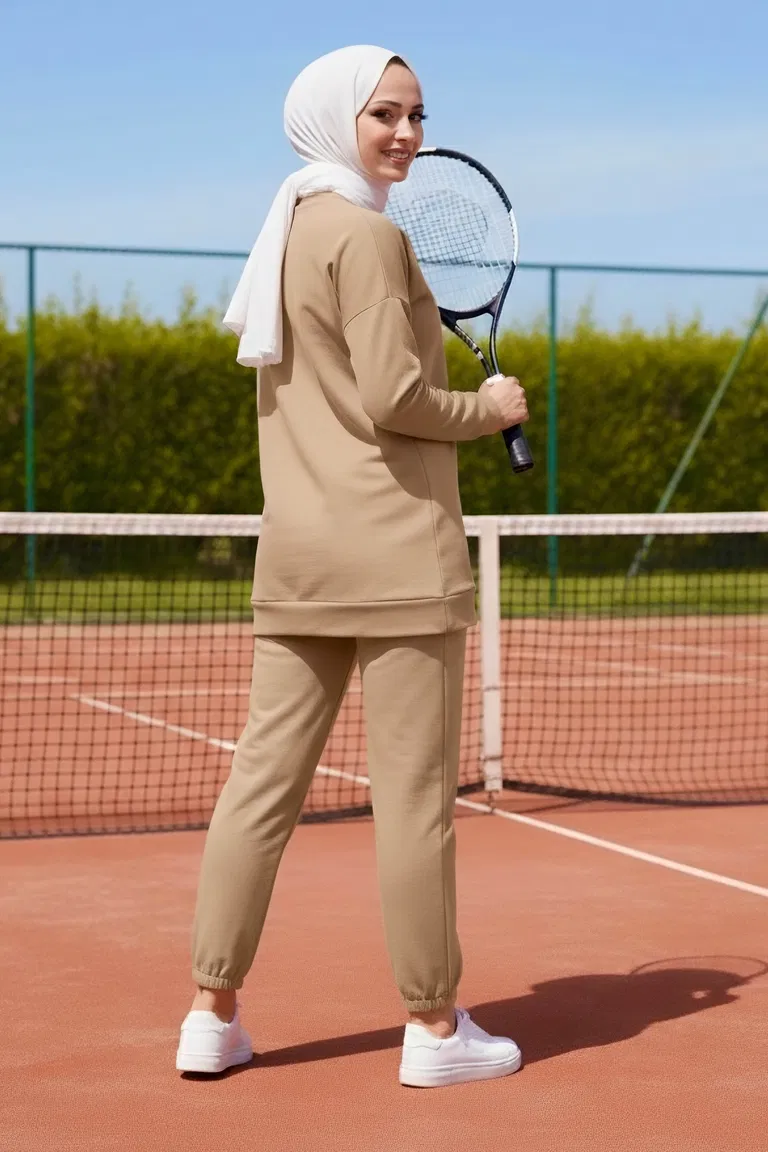 Paça Lastikli İki İplik İkili Takım - 28029-BISKUVI - TOFİSA