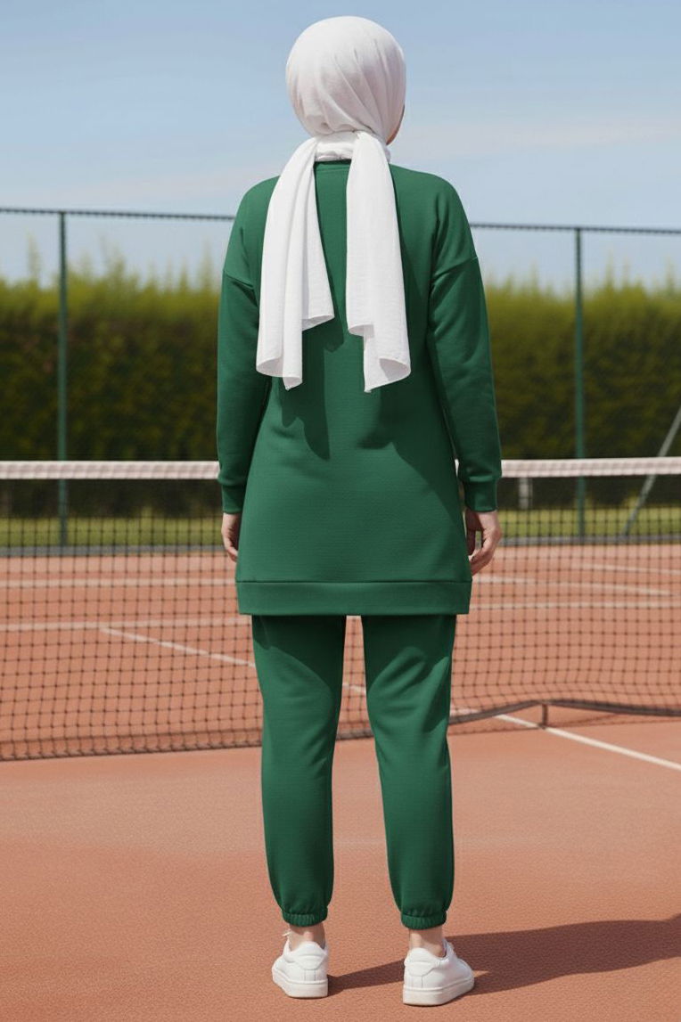 Paça Lastikli İki İplik İkili Takım - 28029-ZUMRUT - 3